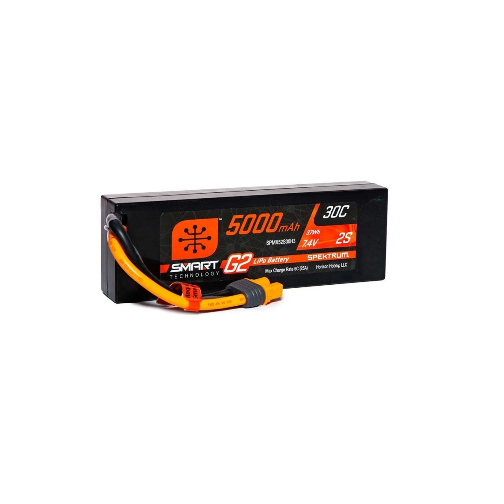 Spektrum #SPMX52S30H3 Spektrum RC 2S Smart LiPo 30C Hard Case Battery Pack (7.4V/5000mAh) w/IC3 Connector
