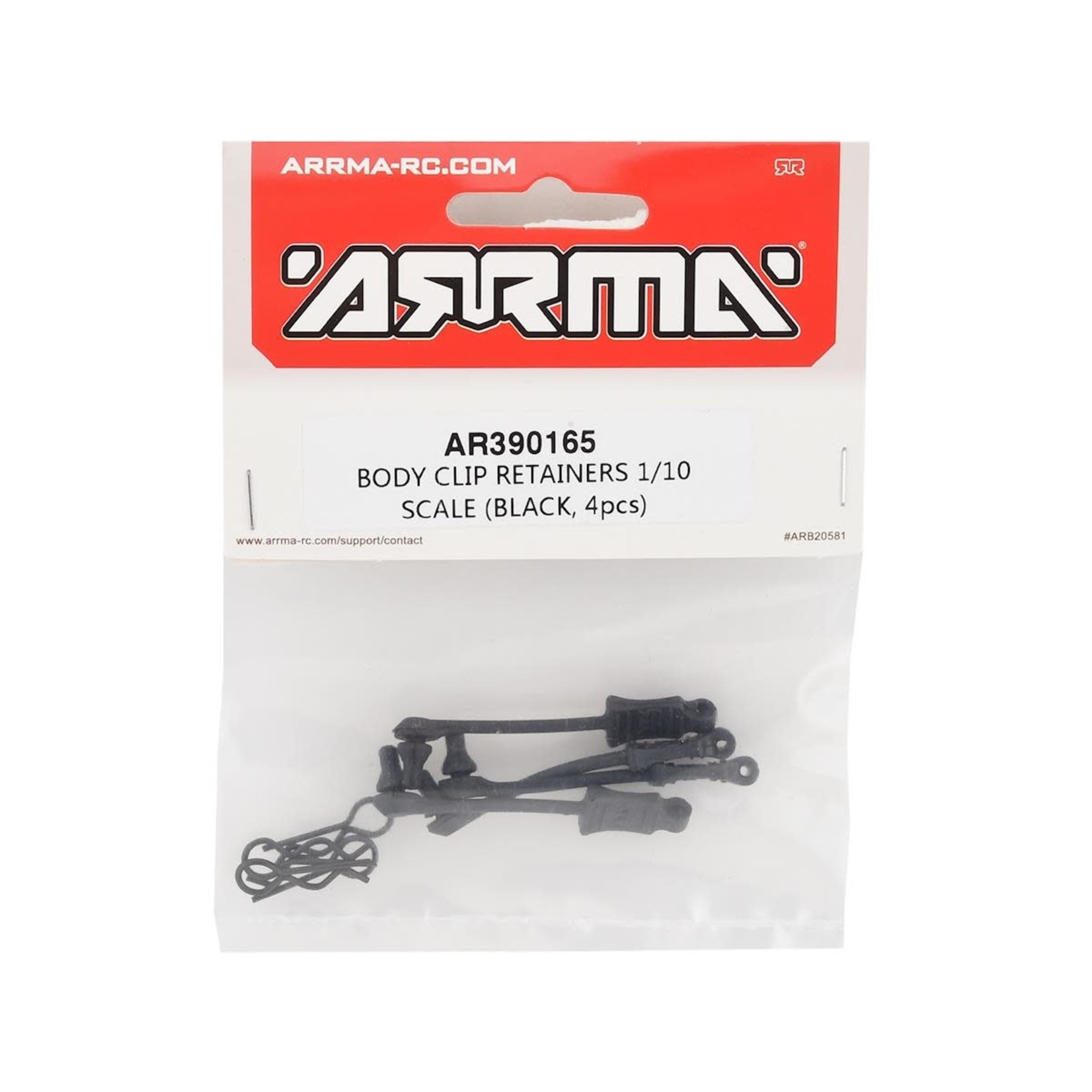 ARRMA Arrma 1/10 Body Clip Retainer (Black) (4) #AR390165