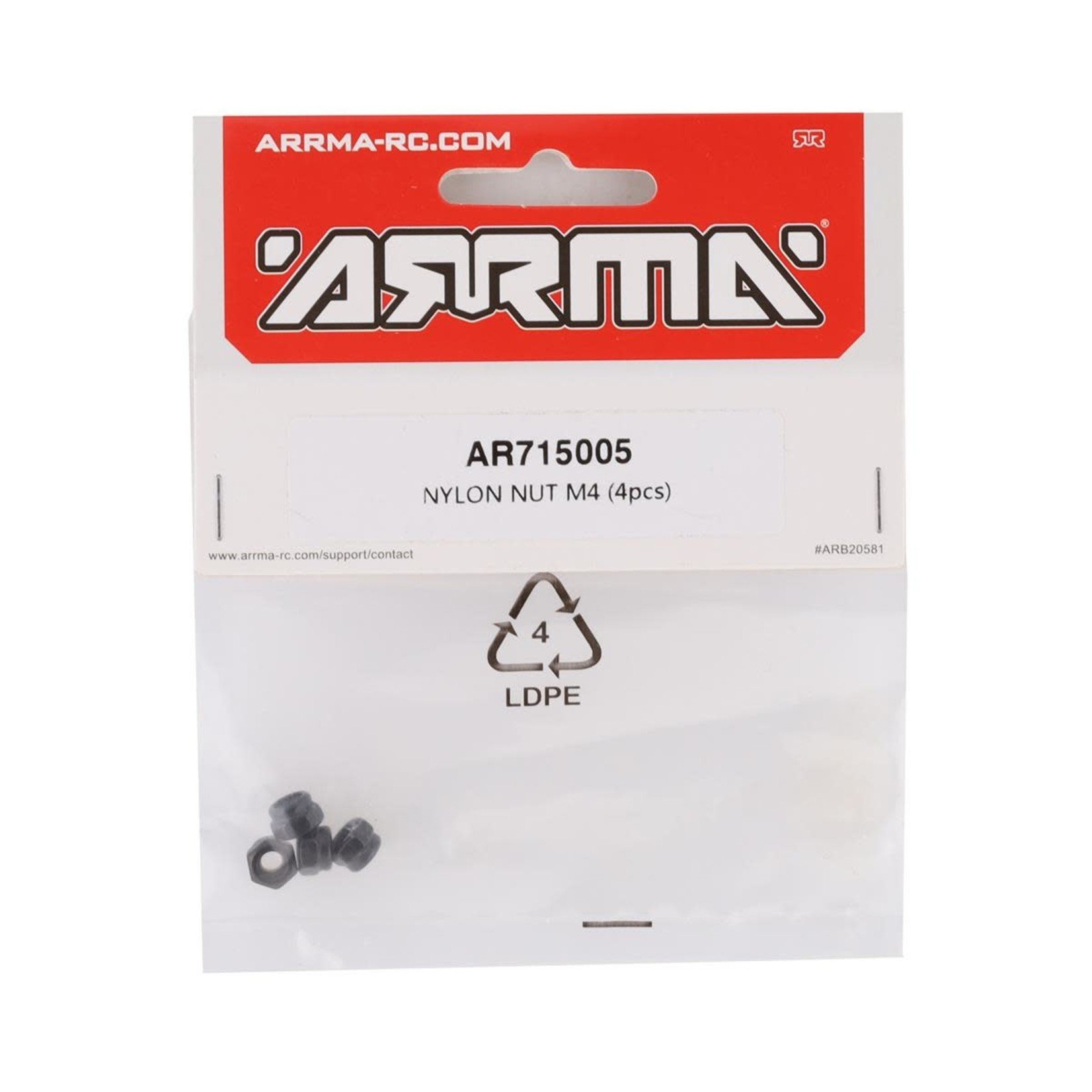 ARRMA #ARA715005 Arrma Nut M4 Nylon (4)