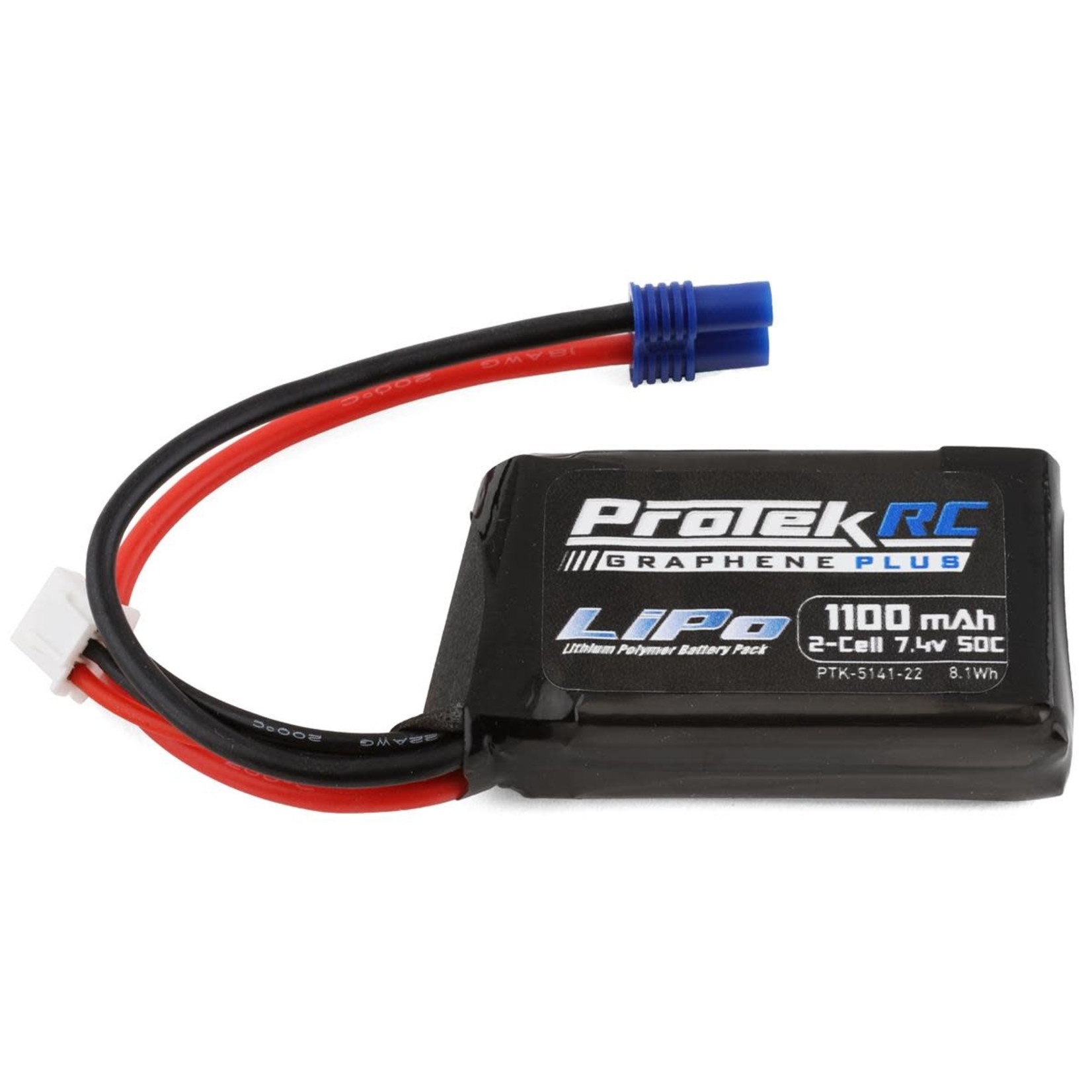 ProTek RC #PTK-5141-22  ProTek RC 2S 50C 1100mAh Losi Mini T/B & JRX2 LiPo Battery w/EC2 Connector