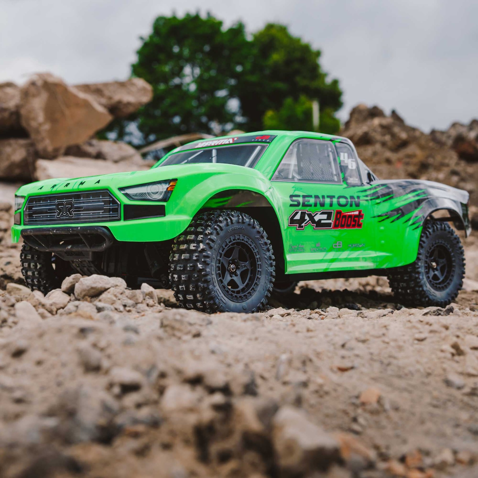 ARRMA #ARA4103V4T1  Arrma Senton 4X2 BOOST 1/10 Electric RTR Short Course Truck (Green) w/SLT2 2.4GHz Radio