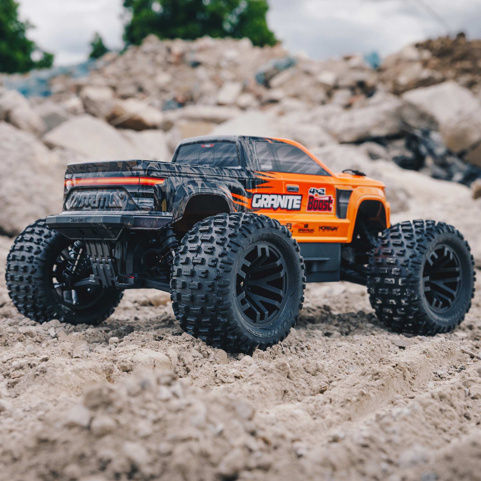 ARRMA #ARA4102SV4T1  Arrma 1/10 Granite 4X2 Boost Mega 550 Brushed Monster Truck RTR, with Battery & Charger, Orange
