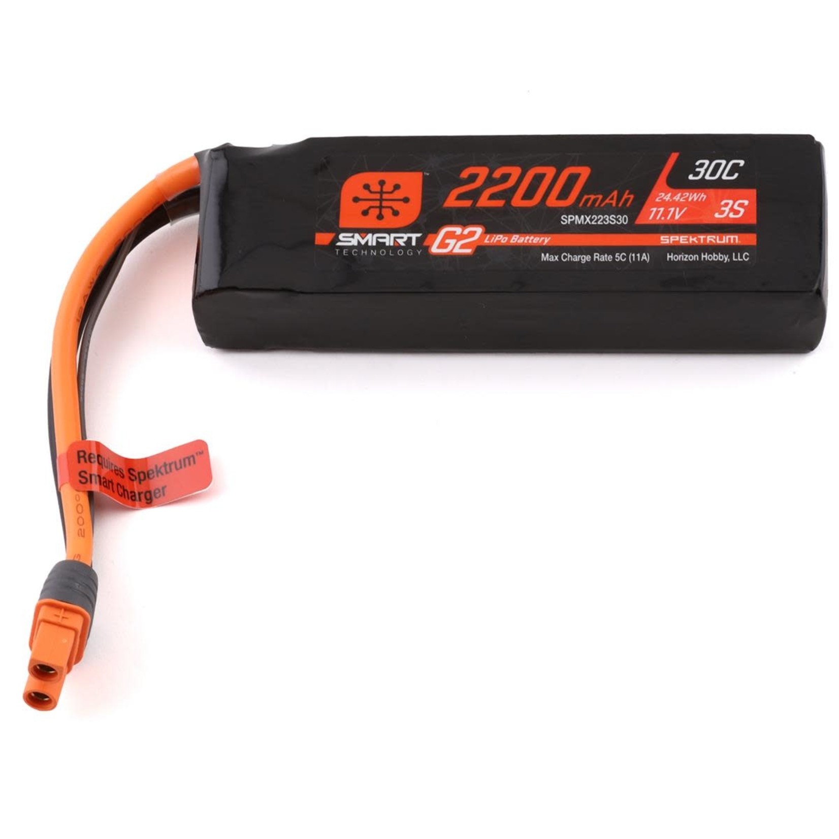 Spektrum #SPMX223S30 Spektrum RC 3S Smart G2 LiPo 30C Battery Pack (11.1V/2200mAh) w/IC3 Connector
