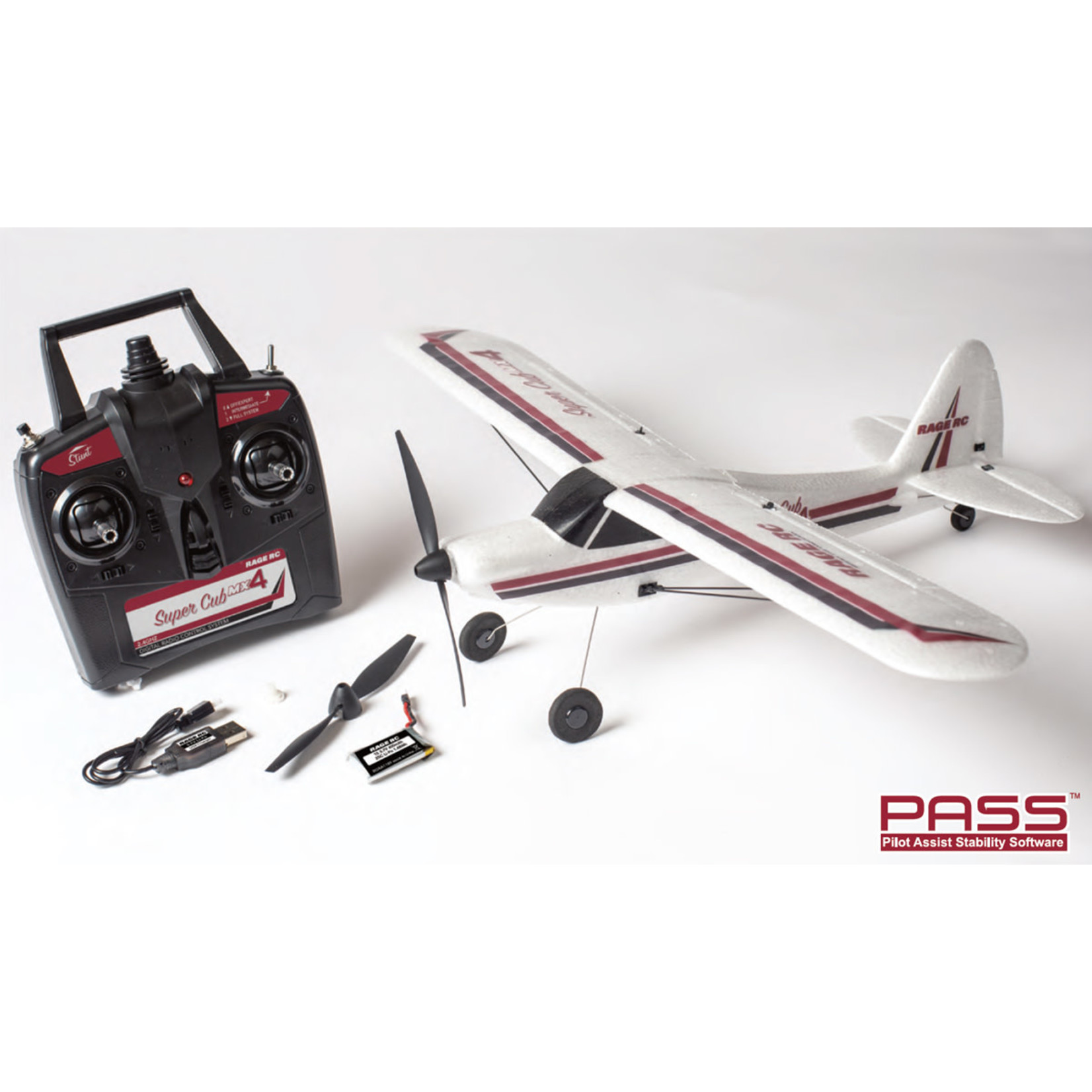 Rage RC #RGRA1114  Rage RC Super Cub MX4 Micro EP 4-Channel RTF Airplane with PASS System