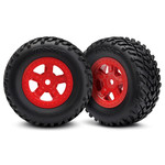 LaTrax Traxxas 1/18 SCT Pre-Mounted Tires w/SCT Wheels (2) (Red) #7674R