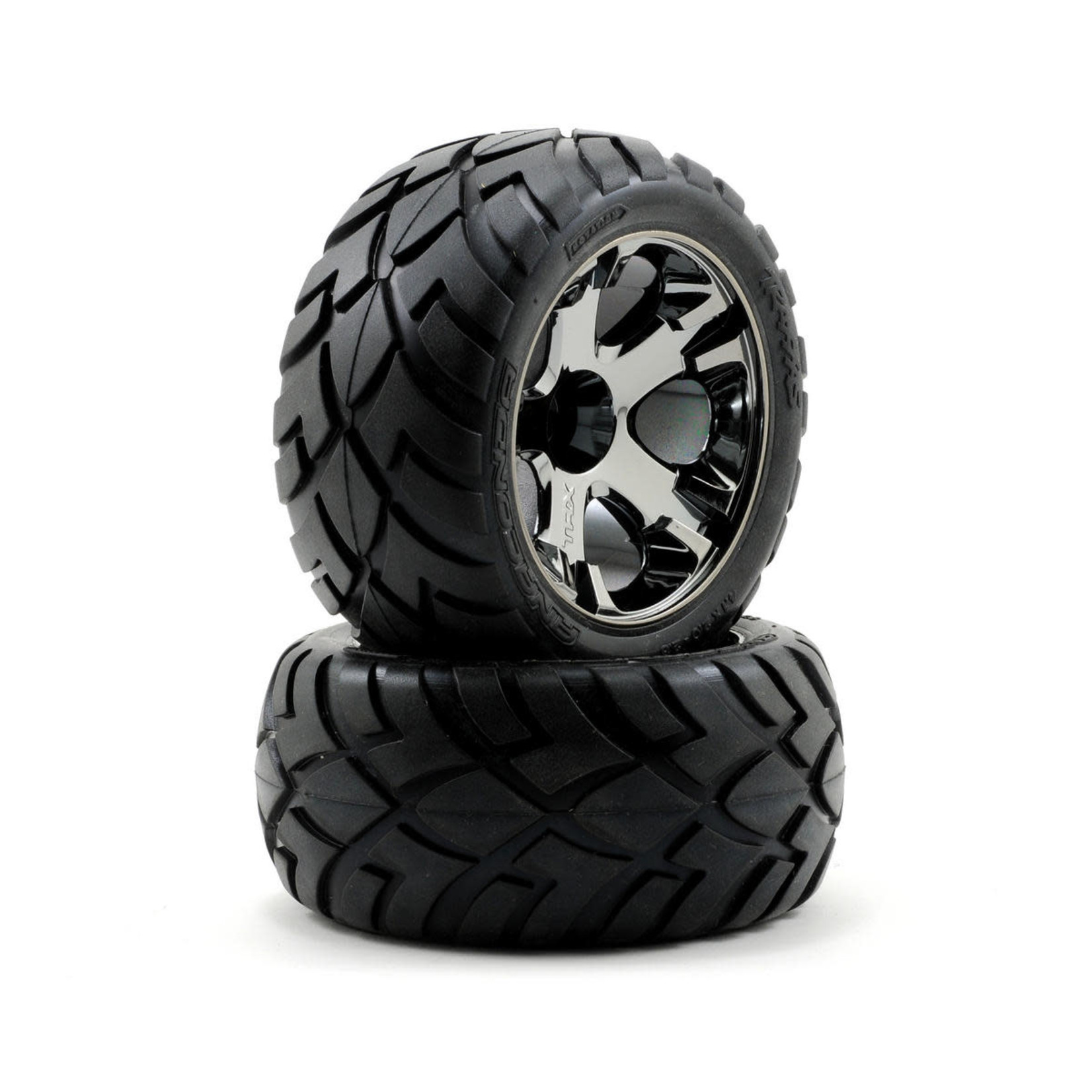 Traxxas #3776A Traxxas Anaconda Tires w/All-Star Front Wheels (2) (Black Chrome) (Standard)