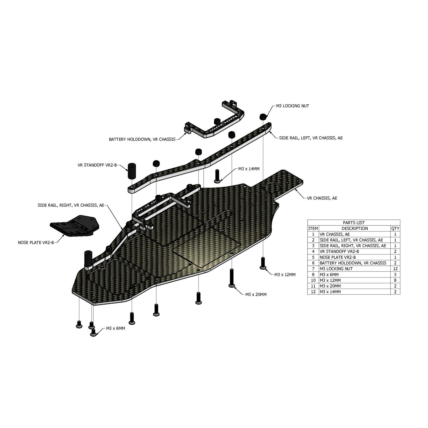 Vision Racing Vision Racing Team Associated T6.1/T6.2 Carbon Fiber Chassis 2022 #00265