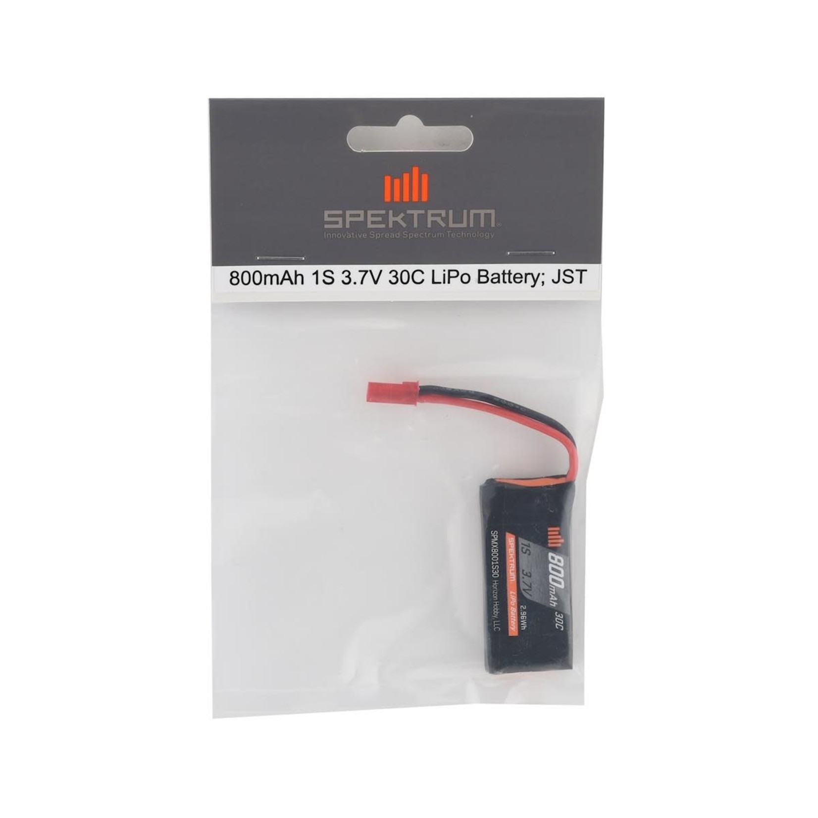 Spektrum #SPMX8001S30 Spektrum RC 1S LiPo 30C LiPo Battery (3.7V/800mAh) w/JST Connector