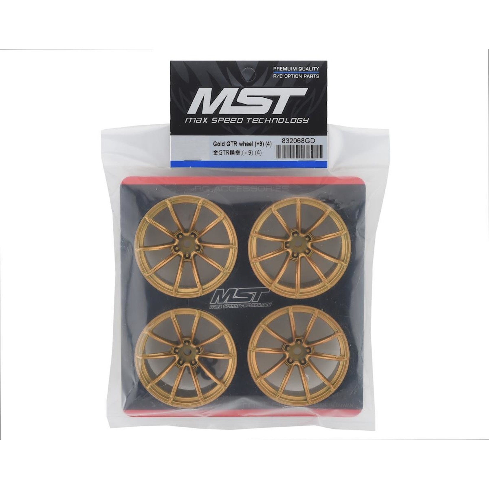 MST MST GTR Wheel Set (Gold) (4) (9mm Offset) w/12mm Hex #832068GD