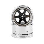 DS Racing DS Racing Drift Element 6-Spoke Drift Wheels (Black & Chrome w/Gold Rivets) (2) (Adjustable Offset) w/12mm Hex #DSC-DE-213