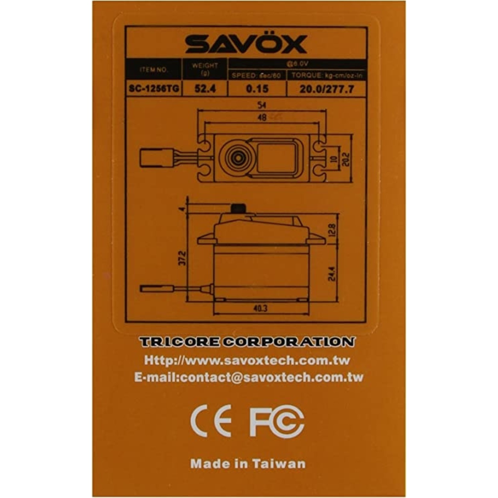 Savox #SC-1258TG  Savox Standard Digital "High Speed" Titanium Gear Servo