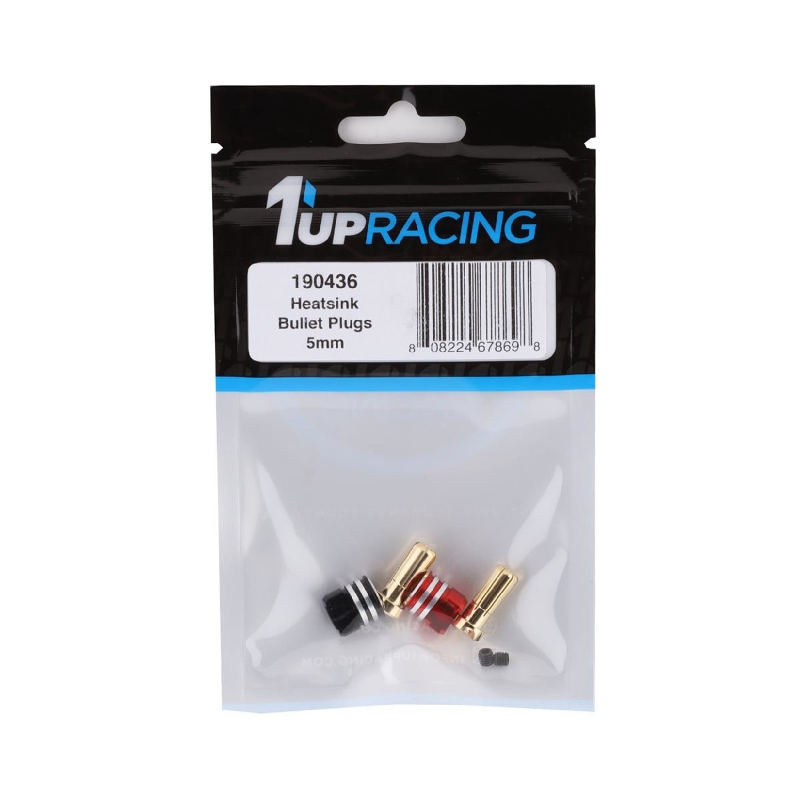 1UP Racing #190436 1UP Racing Heatsink Bullet Plug Grips w/5mm Bullets (Black/Red)