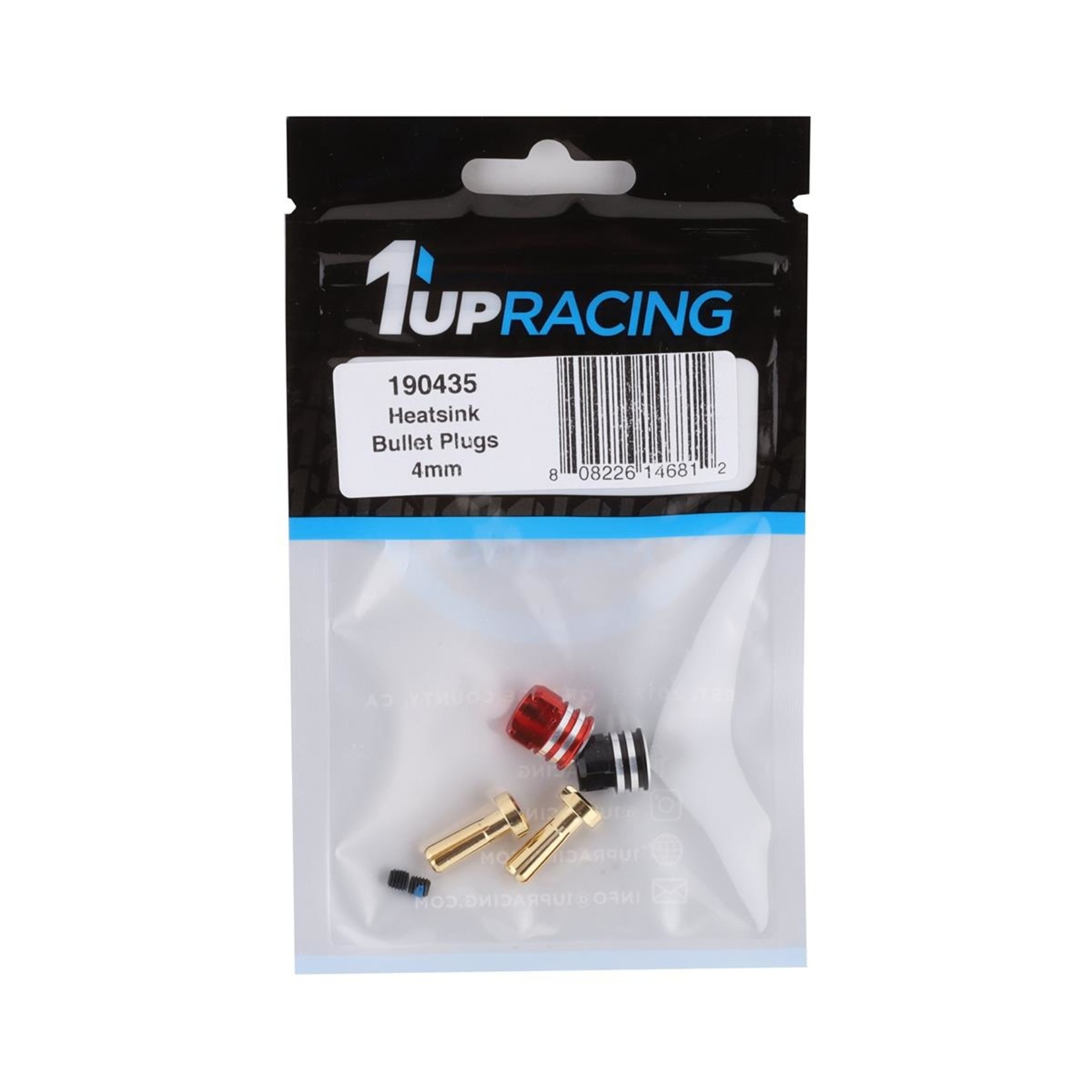 1UP Racing #190435 1UP Racing Heatsink Bullet Plug Grips w/4mm Bullets (Black/Red)