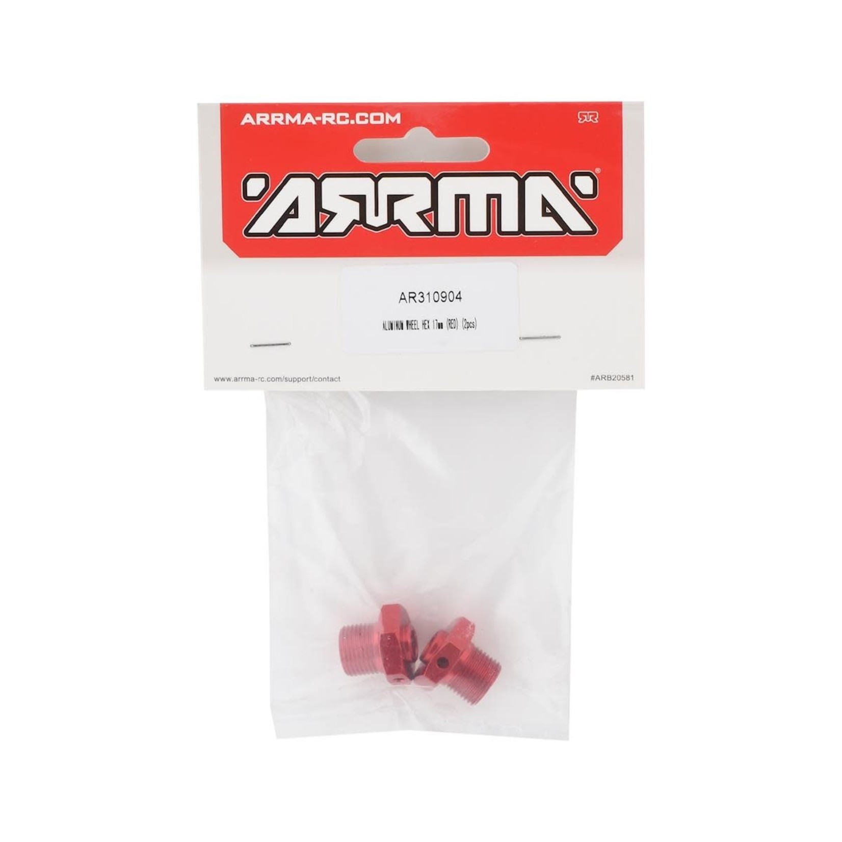 ARRMA Arrma 17mm Aluminum Wheel Hex (Red) (2) #AR310904