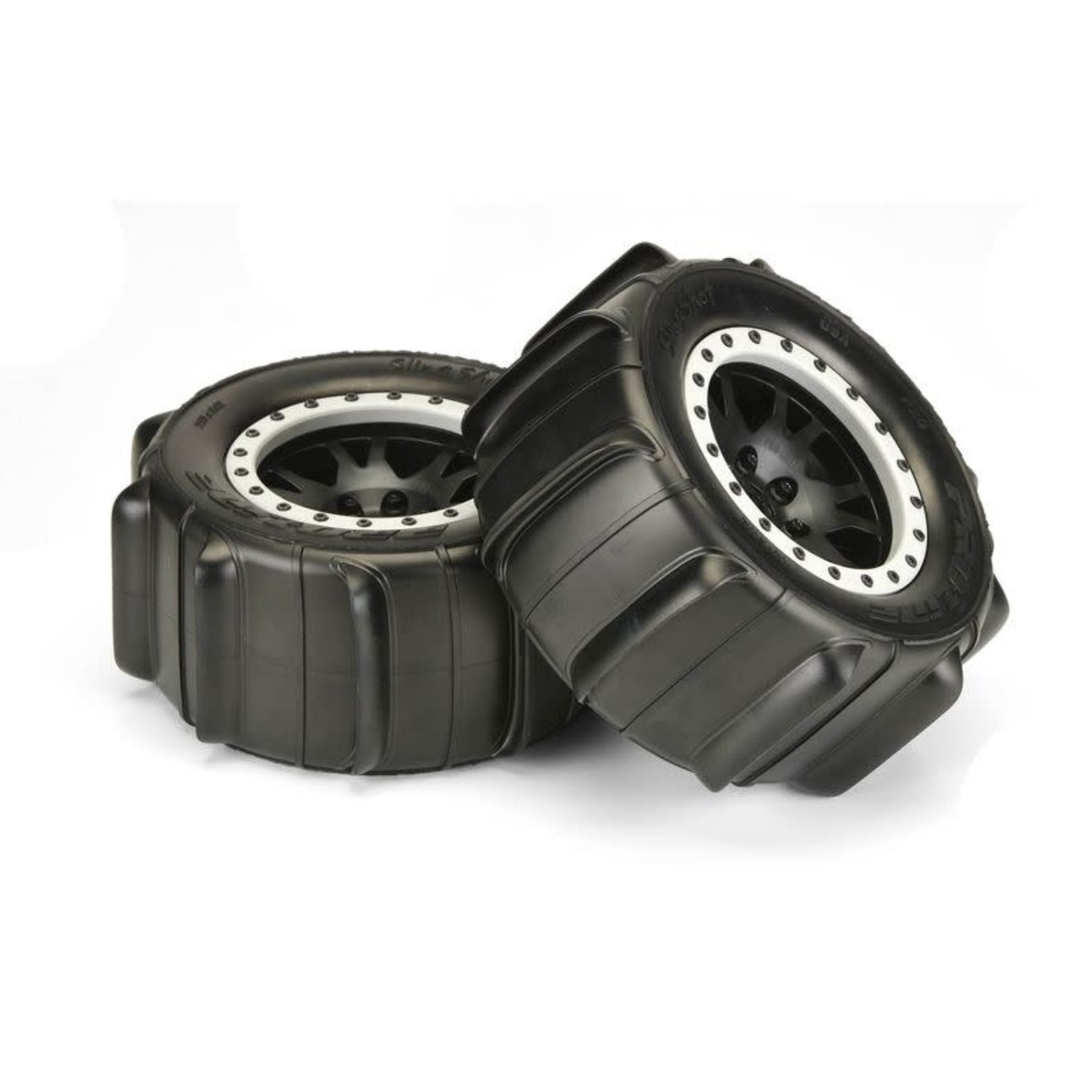 Pro-Line #10146-13  Pro-Line X-Maxx Sling Shot Pre-Mounted Sand Tires w/Impulse Pro-Loc Wheels (MX43) (Black) (2)