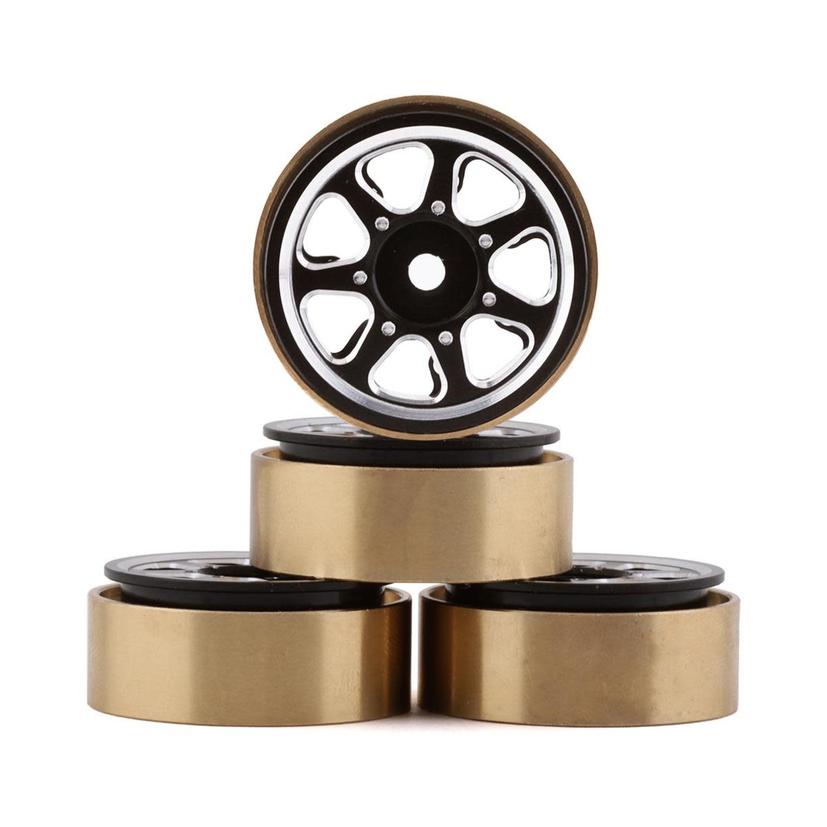 Samix Samix SCX24 Aluminum & Brass 1.0" Beadlock Wheel Set (Black) (4) #SCX24-6669
