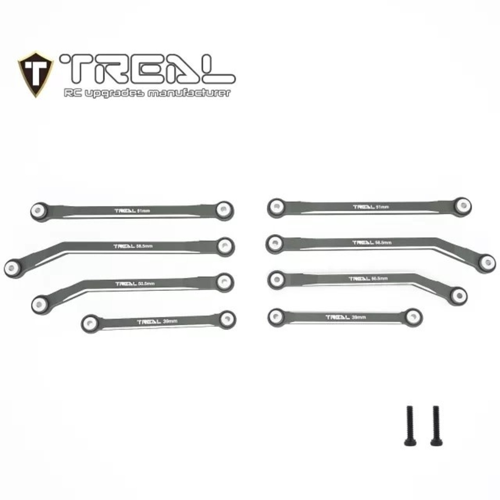 Treal #X003AE3K7T TREAL High Clearance Link Set for Axial SCX24 (8pc) (Grey)