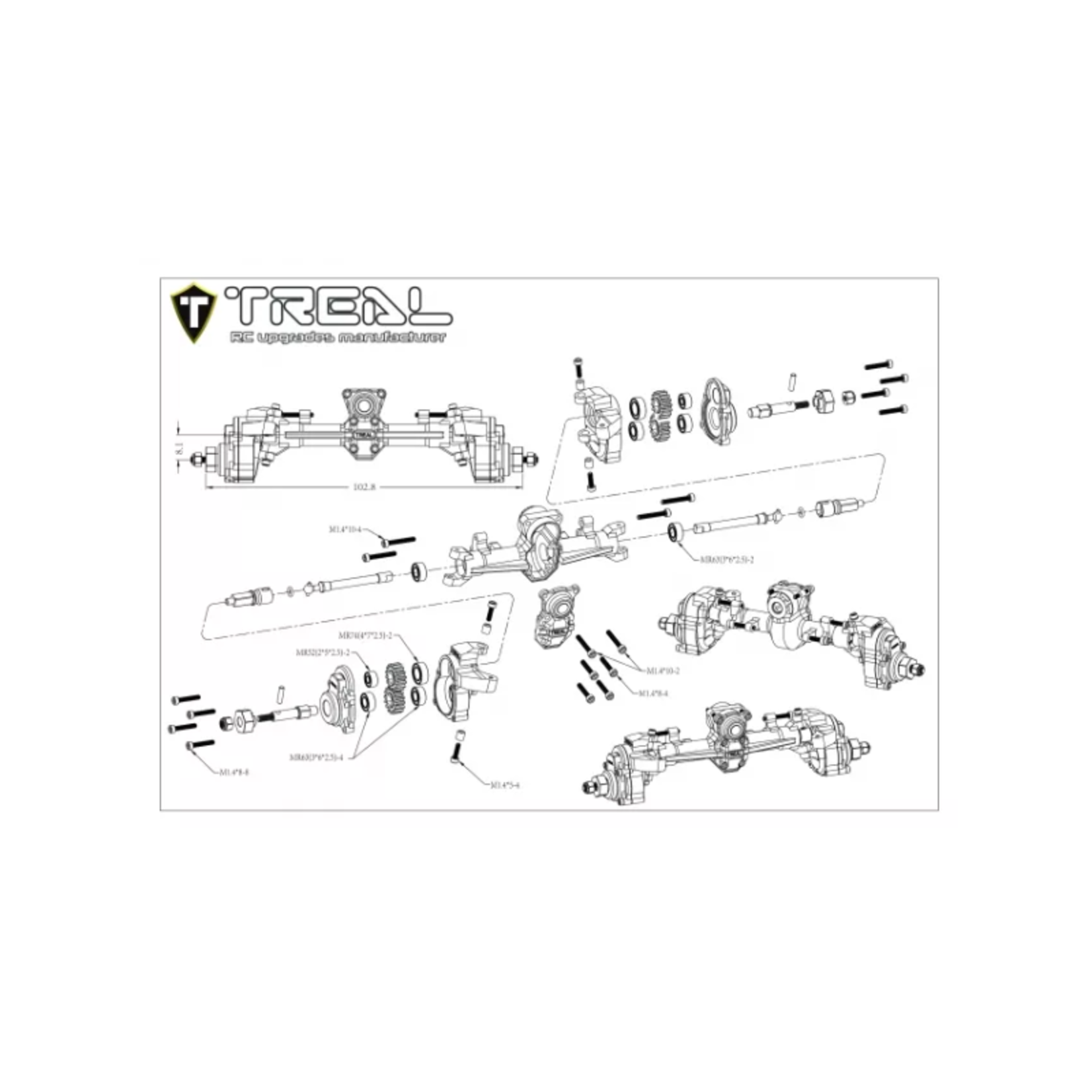 Treal #X003DW5VYX Treal Hobby Axial SCX24 Aluminum Rear Portal Axle Upgrade Kit (Silver)