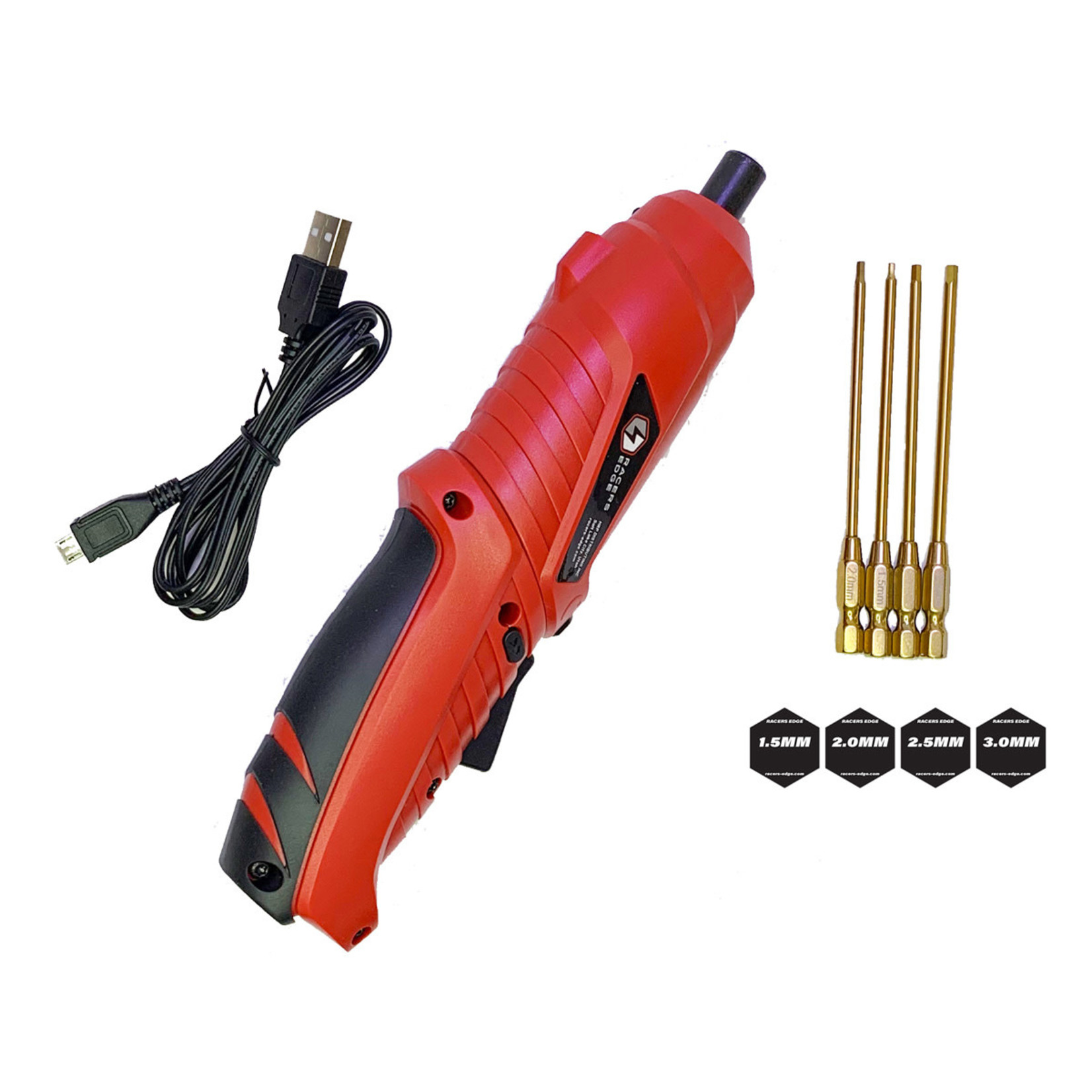 Racers Edge Electric Mini Screwdriver with TiN Coated 4 Piece Metric