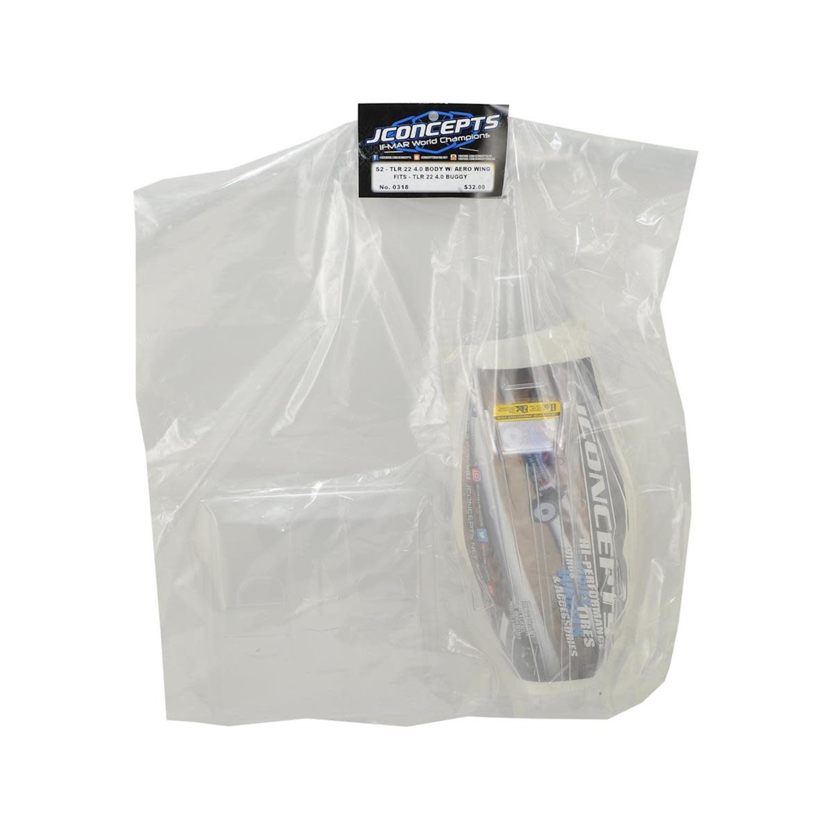 JConcepts #0318 JConcepts TLR 22 4.0 "S2" Buggy Body w/Aero Wing (Clear)