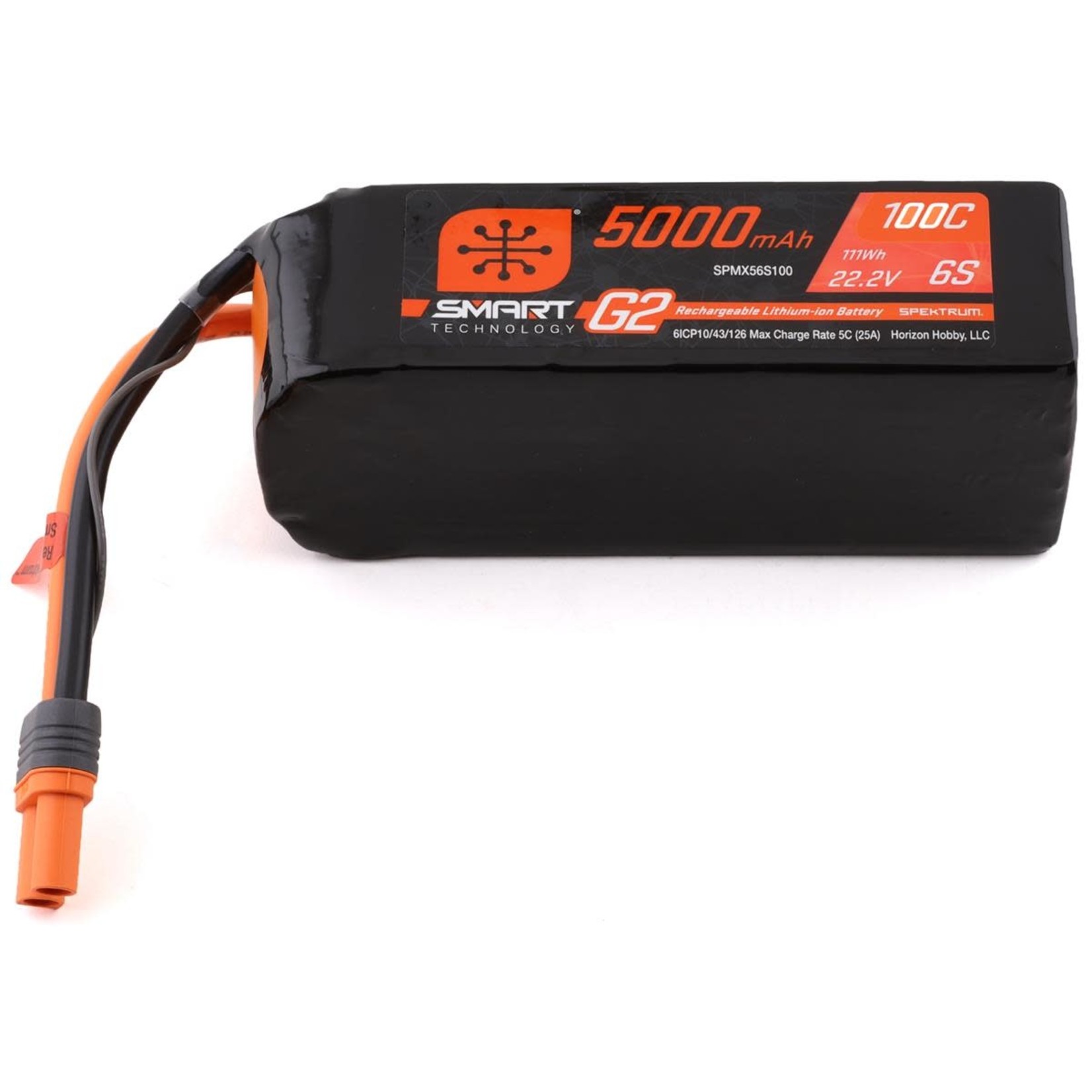 Spektrum #SPMX56S100 Spektrum RC 6S Smart G2 LiPo 100C Battery Pack (22.2V/5000mAh) w/IC5 Connector