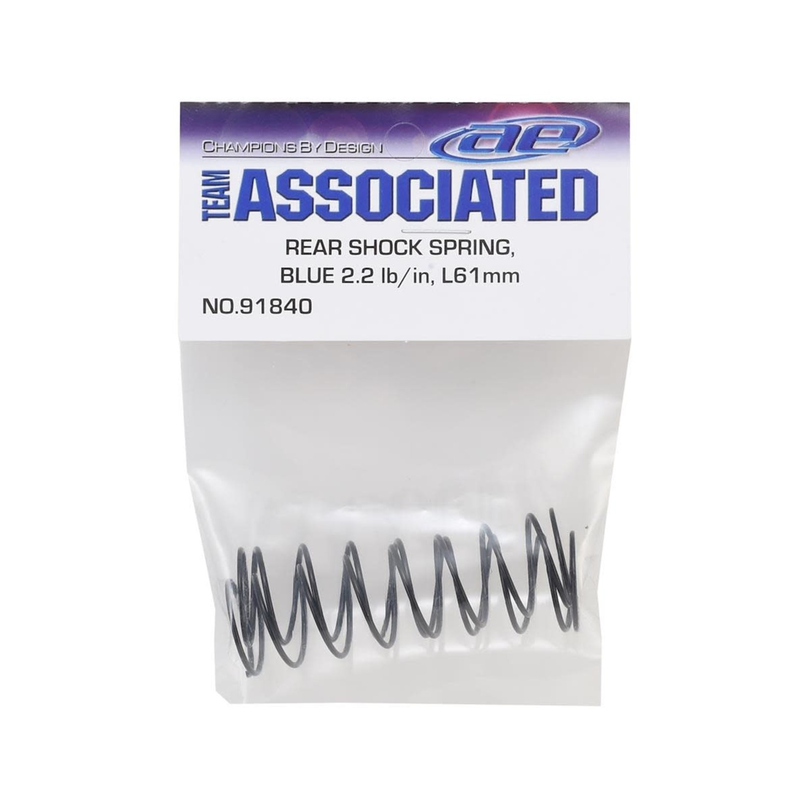 Team Associated Team Associated 12mm Rear Shock Spring (2) (Blue/2.20lbs) (61mm Long) #91840