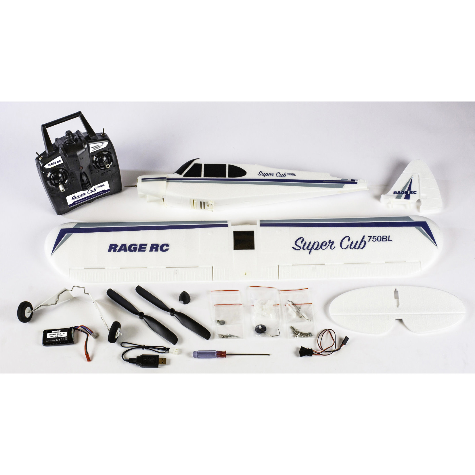 Rage RC #RGRA1500 Rage RC Super Cub 750 Brushless RTF 4-Channel Aircraft with PASS (Pilot Assist Stability Software) System