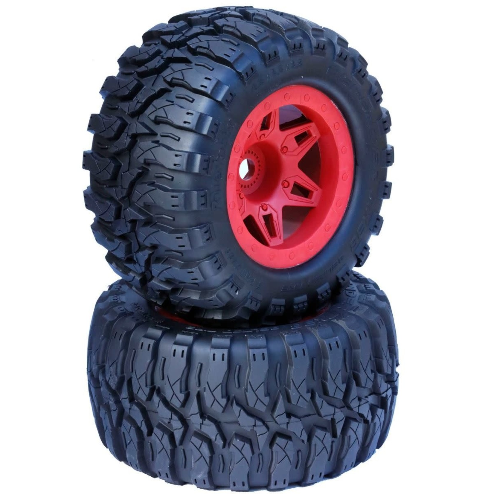 Power Hobby Power Hobby 1/8 Defender 3.8" Belted All Terrain Tires 17mm Mounted Red #PHBPHT2366R