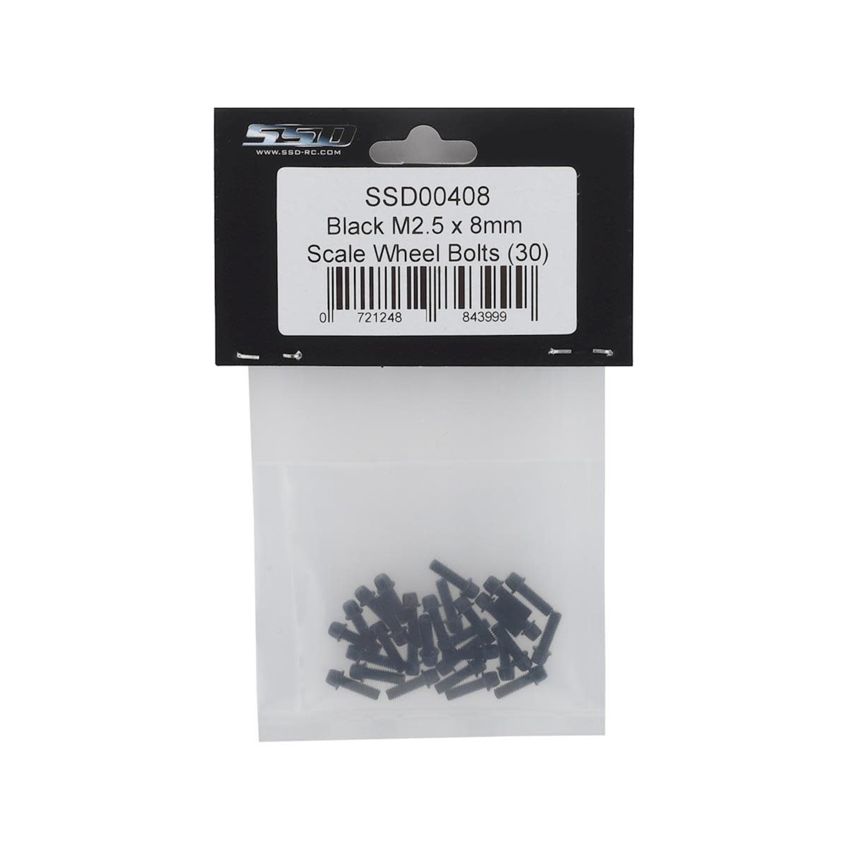 SSD RC #SSD00408 SSD RC 2.5x8mm Scale Wheel Bolts (Black) (30)