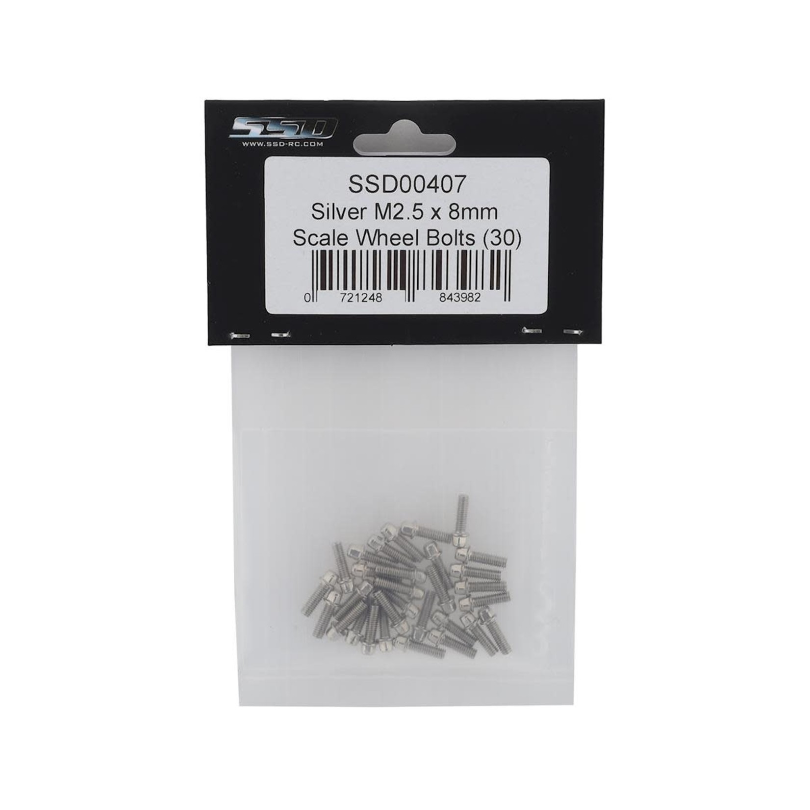 SSD RC #SSD00407 SSD RC 2.5x8mm Scale Wheel Bolts (Silver) (30)