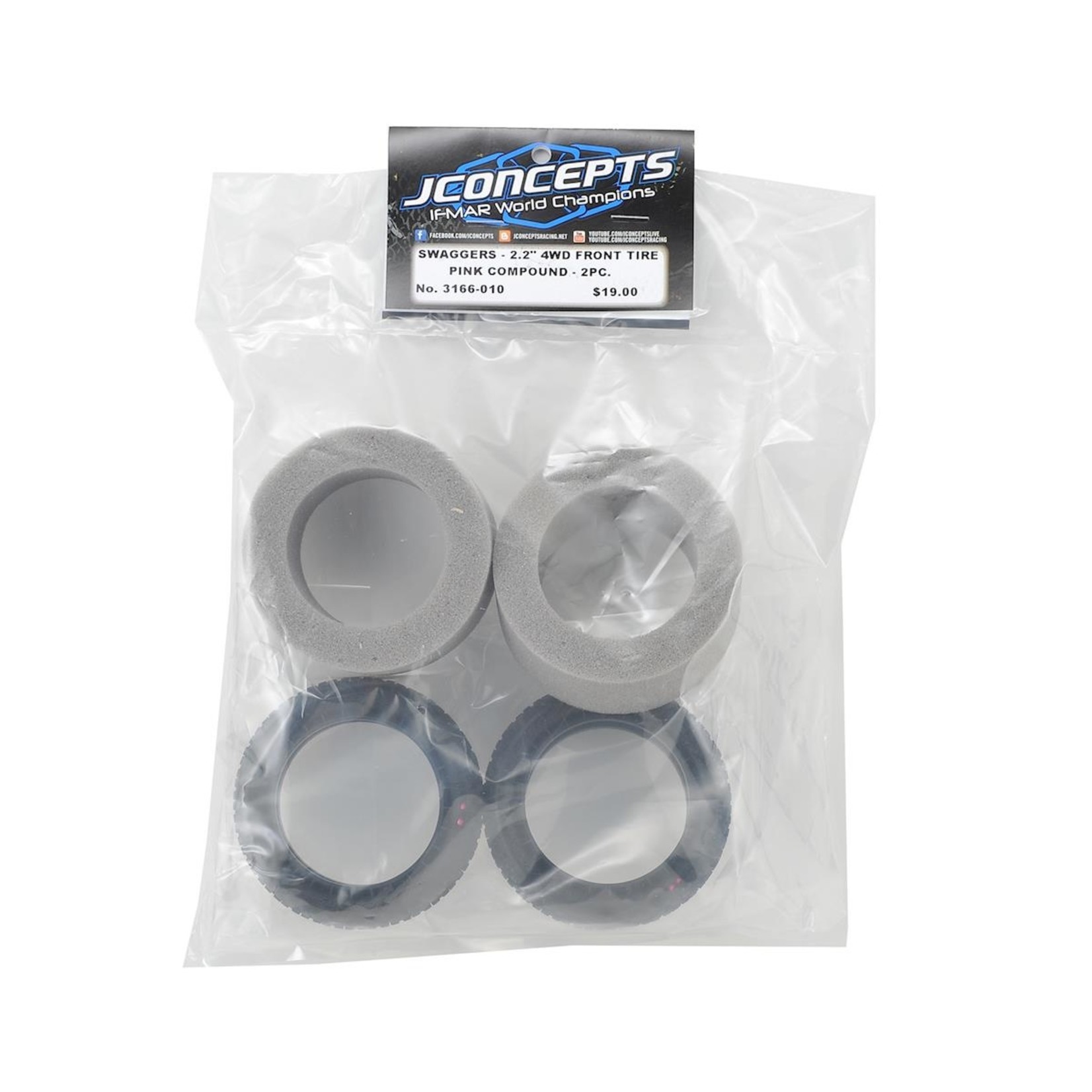 JConcepts #3166-010 JConcepts Swaggers Carpet 2.2" 1/10 4WD Buggy Front Tires (2) (Pink)