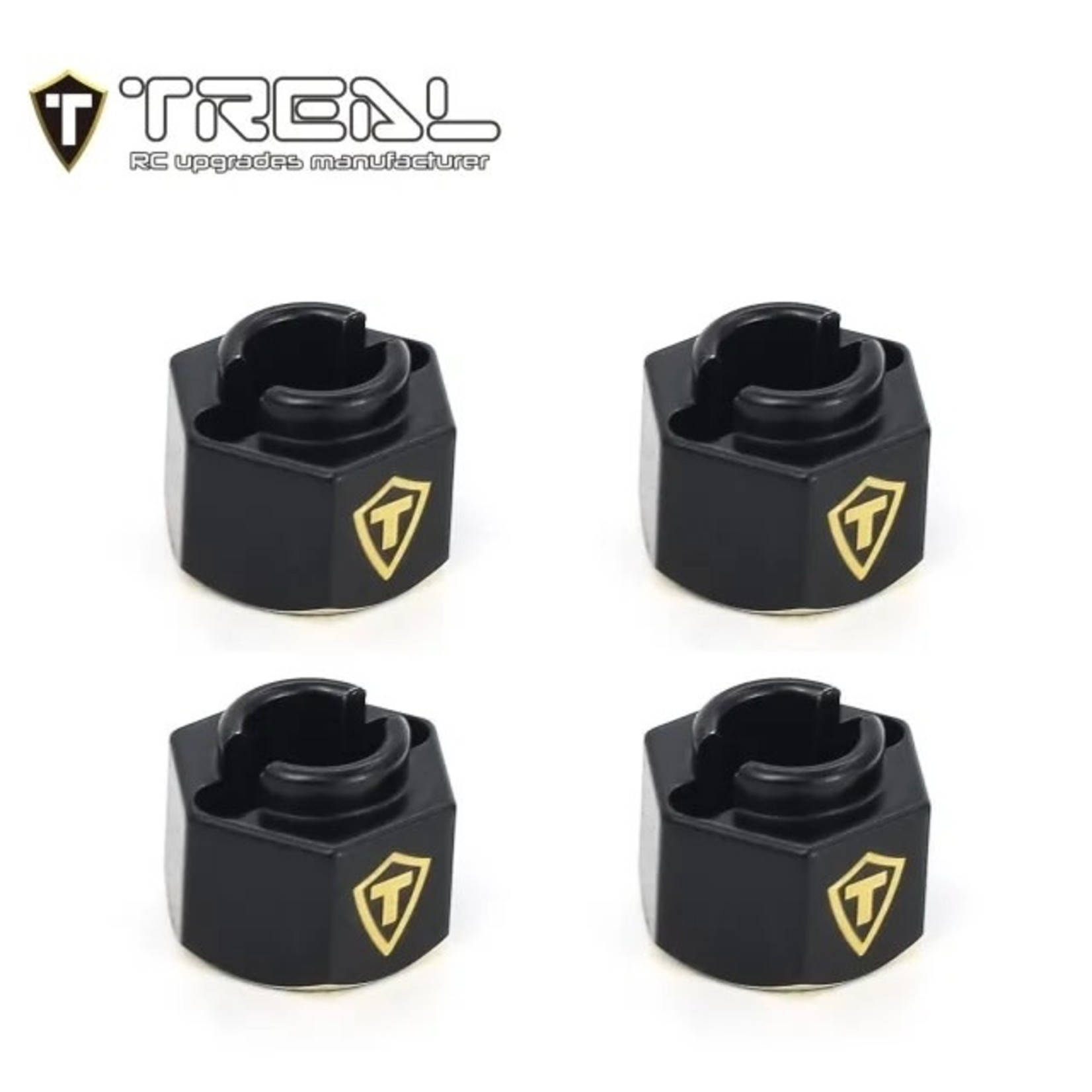 Treal #X003K9N19V Treal Hobby TRX-4M Extended Brass Wheel Hub Hex (Black) (4) (1.3g) (+6mm Offset)