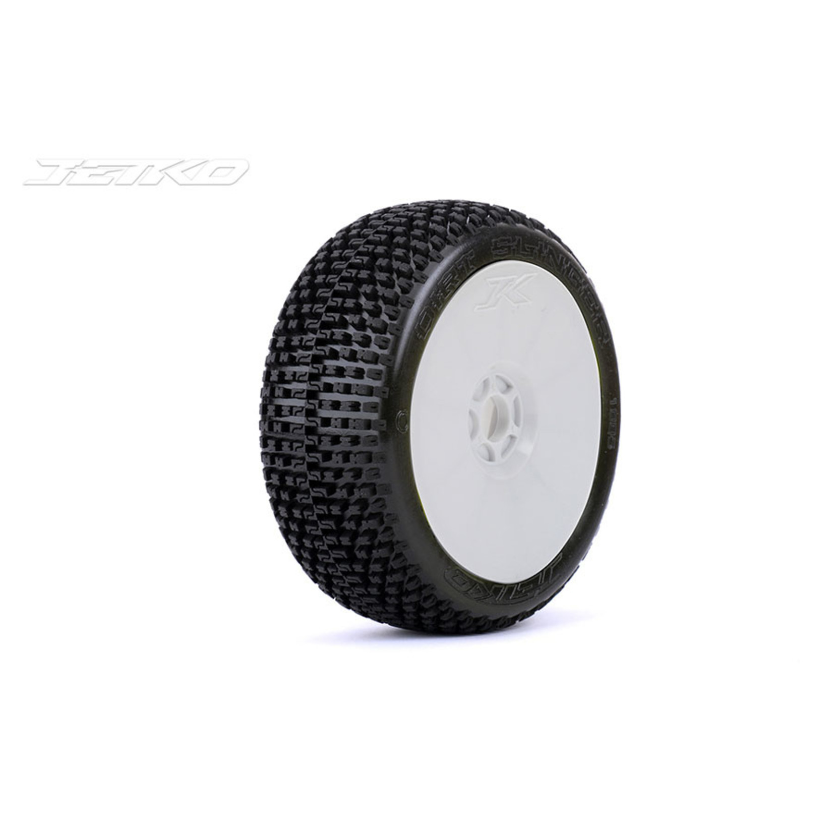 Jetko Tires Jetko Dirt Slinger 1/8 Buggy Pre-Mounted Tires on White Dish Rims (Medium Soft) (2) #1005DWMSG