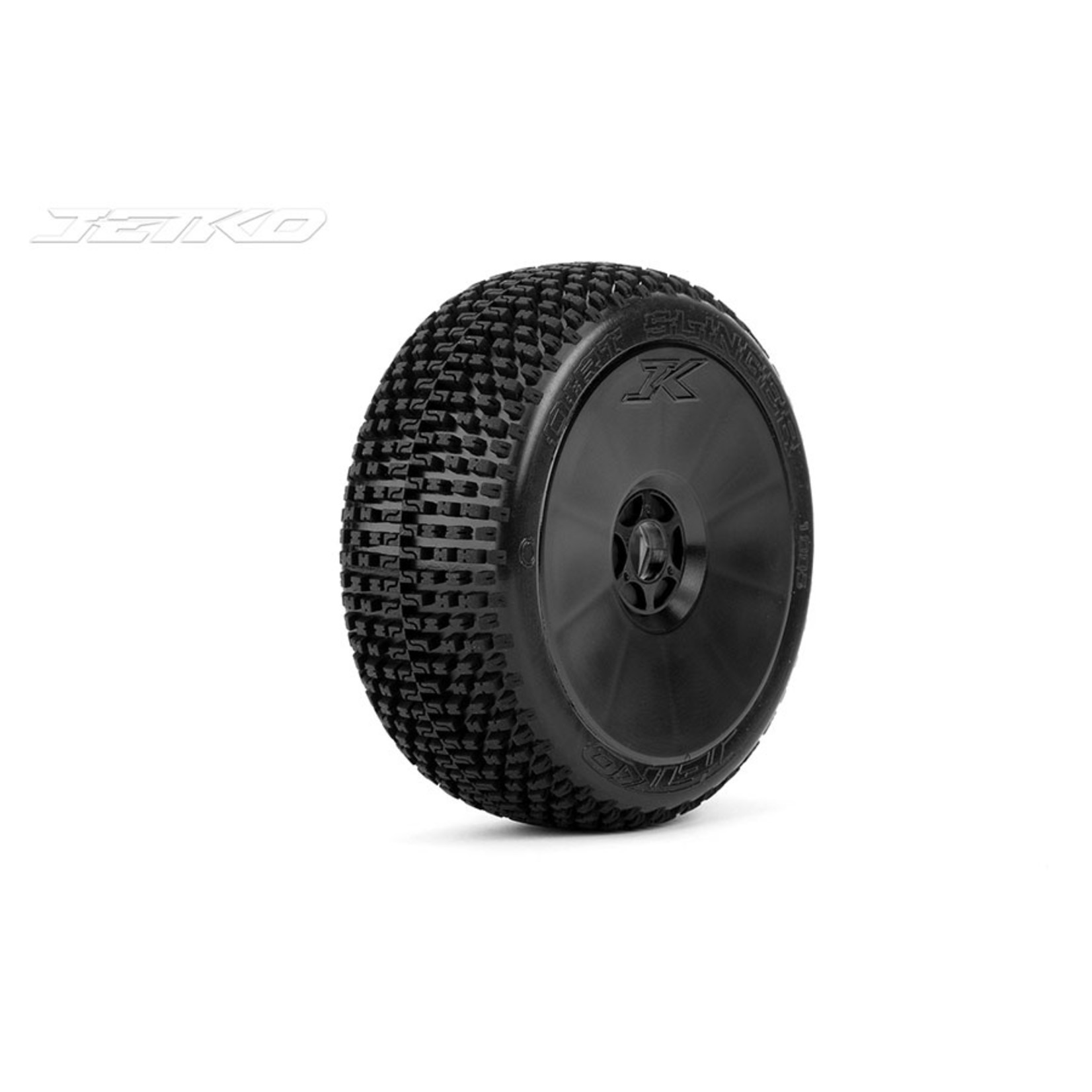 Jetko Tires Jetko Dirt Slinger 1/8 Buggy Pre-Mounted Tires on Black Dish Rims (Medium Soft) (2) #1005DBMSG