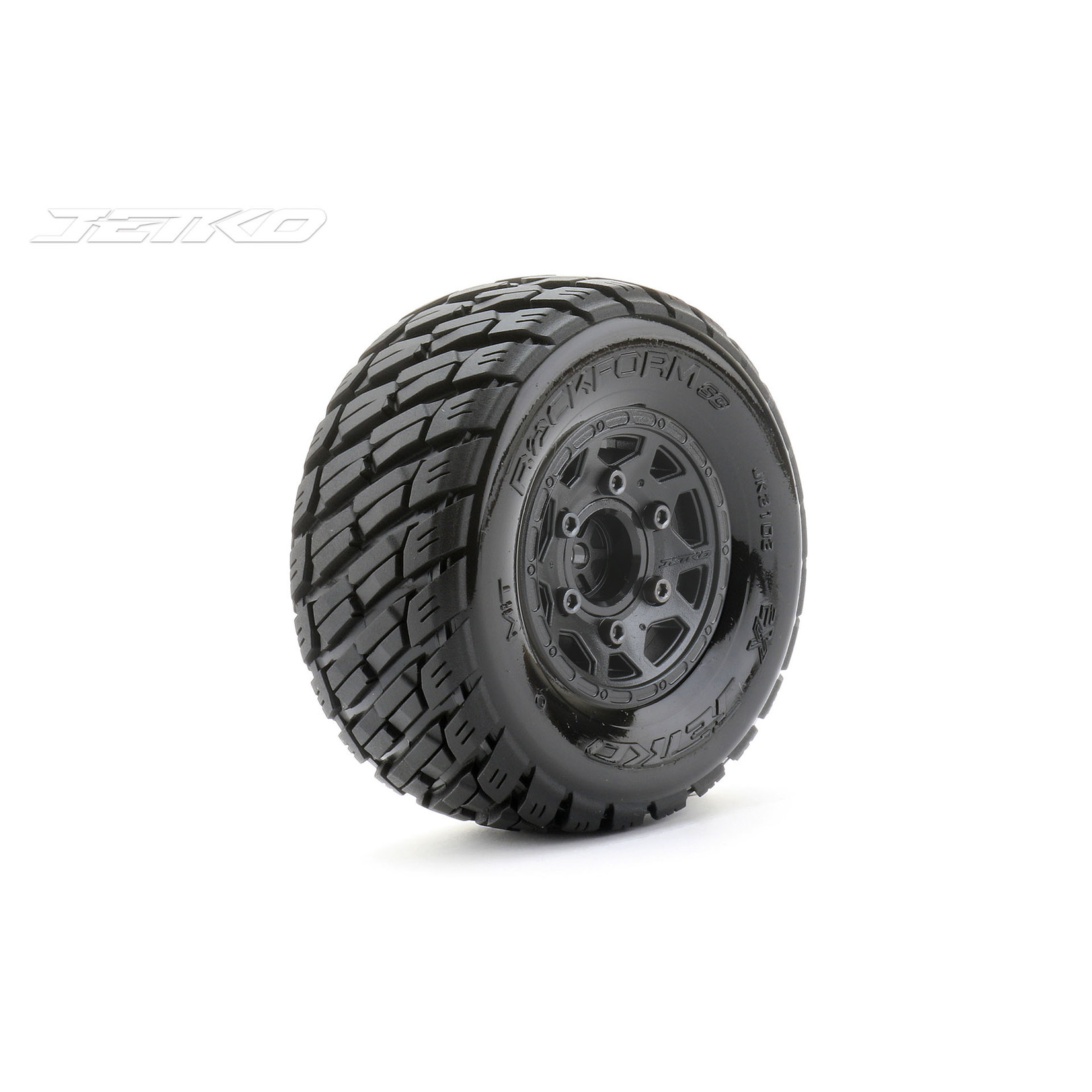 Jetko Tires #JKO3103CBMSGNB2  Jetko 1/10 SC Offset Rockform Tires Mounted on Black Claw Rims (Medium Soft)
