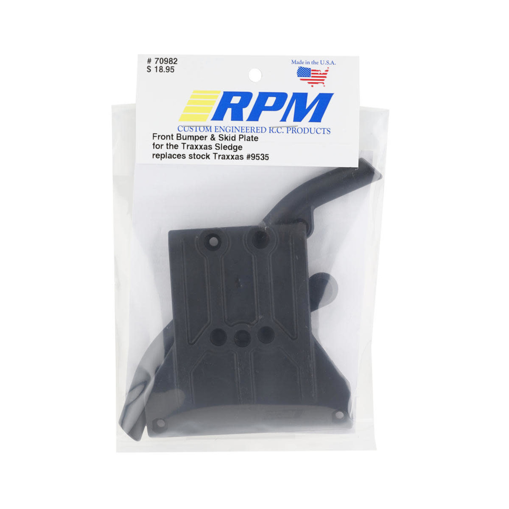 RPM #70982 RPM Traxxas Sledge Front Bumper & Skid Plate (Black)
