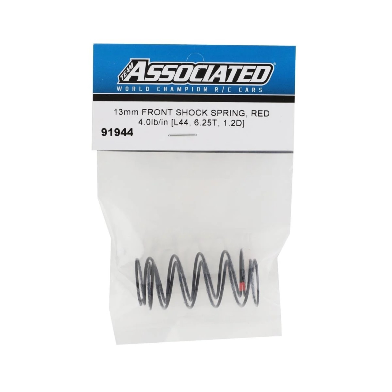 Team Associated #91944 Team Associated 13mm Front Shock Spring (Red/4.0lbs) (44mm)