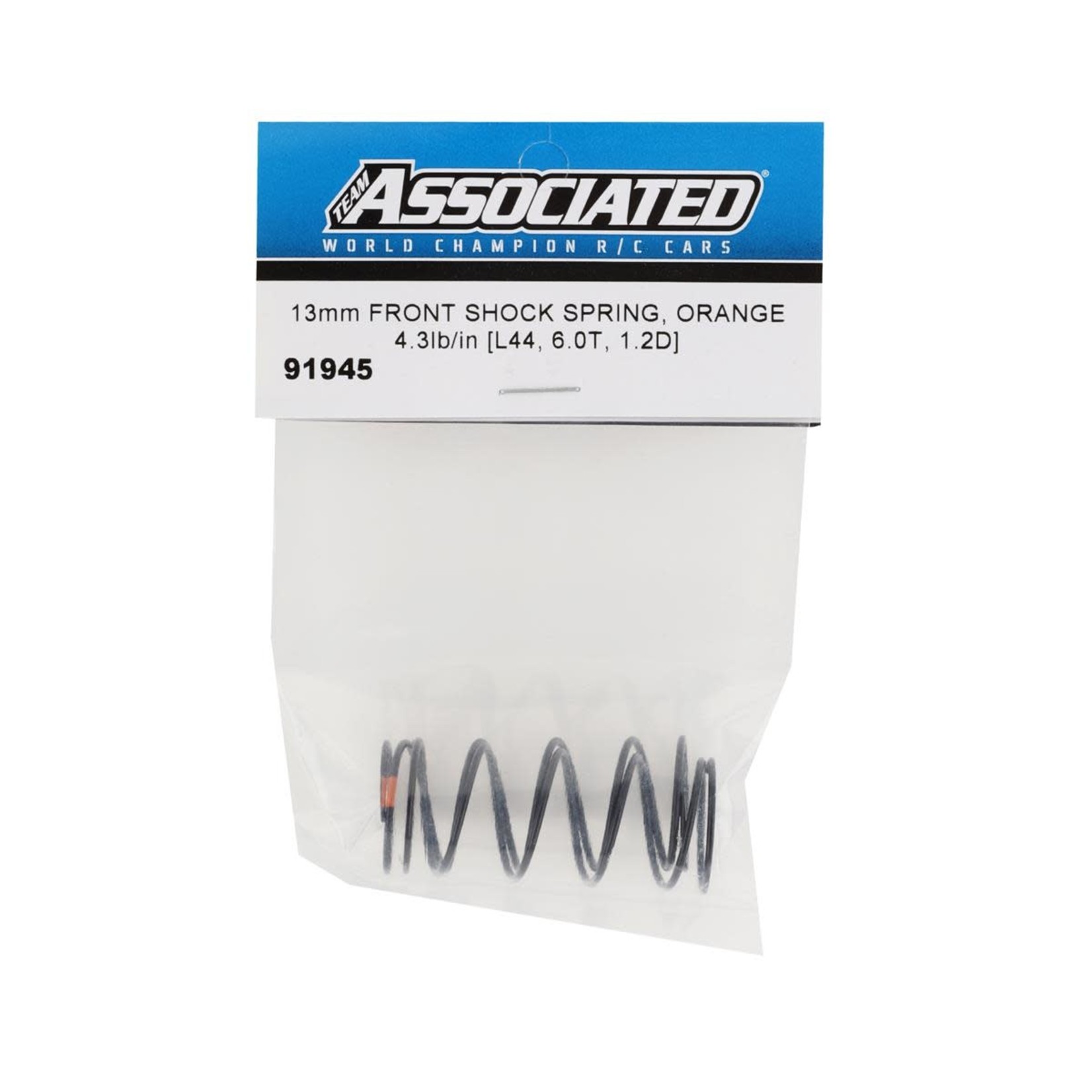 Team Associated #91945 Team Associated 13mm Front Shock Spring (Orange/4.3lbs) (44mm)