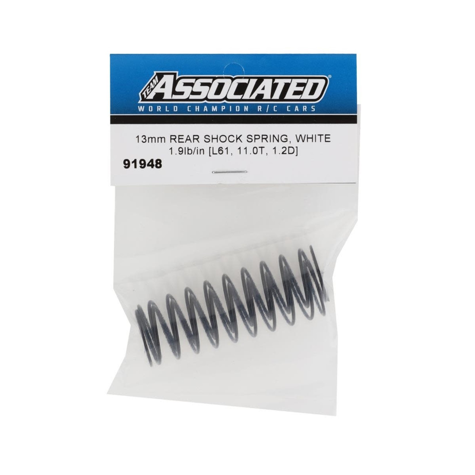 Team Associated Team Associated 13mm Rear Shock Spring (White/1.9lbs) (61mm) #91948