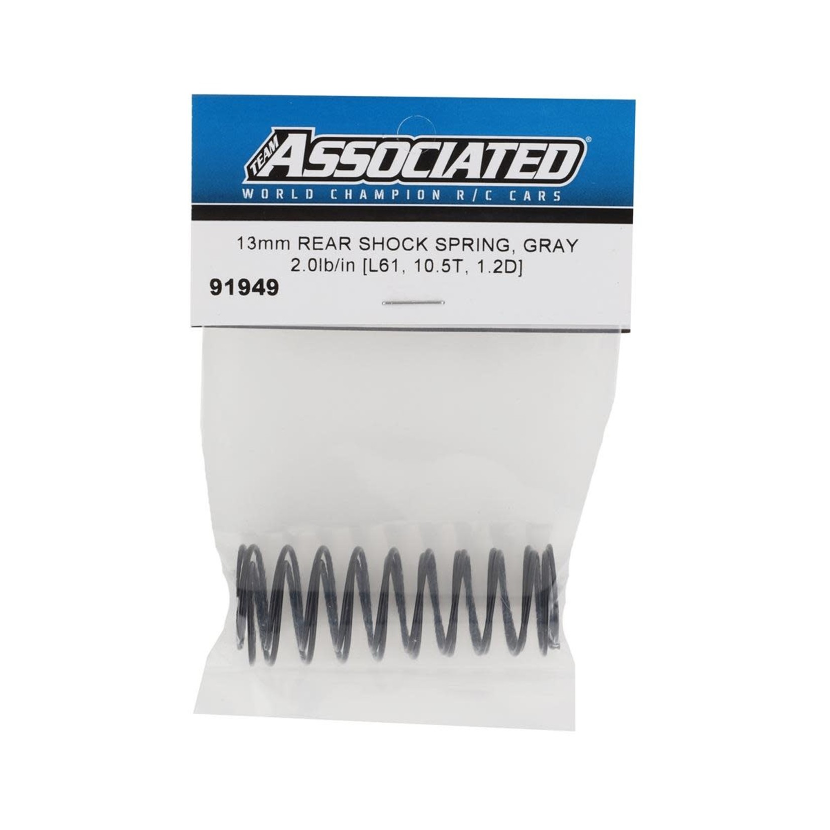 Team Associated Team Associated 13mm Rear Shock Spring (Grey/2.01lbs) (61mm) #91949