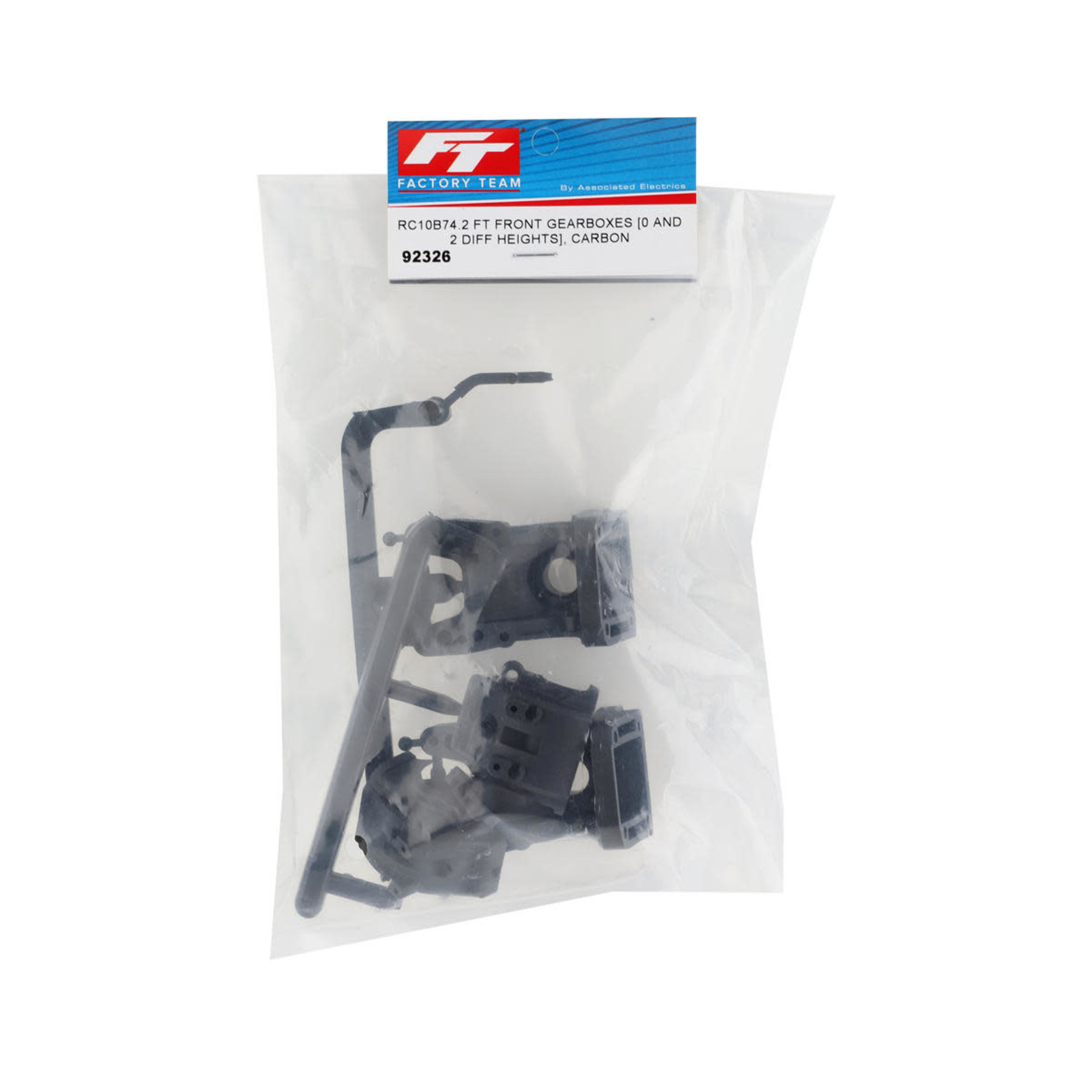 Team Associated #92326 Team Associated RC10B74.2 Factory Team Carbon Front Gearboxes (0mm/+2mm)