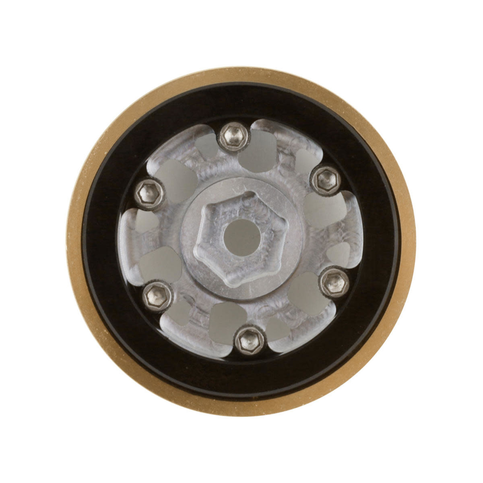 SSD RC #SSD00554 SSD RC 1.0” Boxer Aluminum/Brass Beadlock Wheels (Silver) (2)