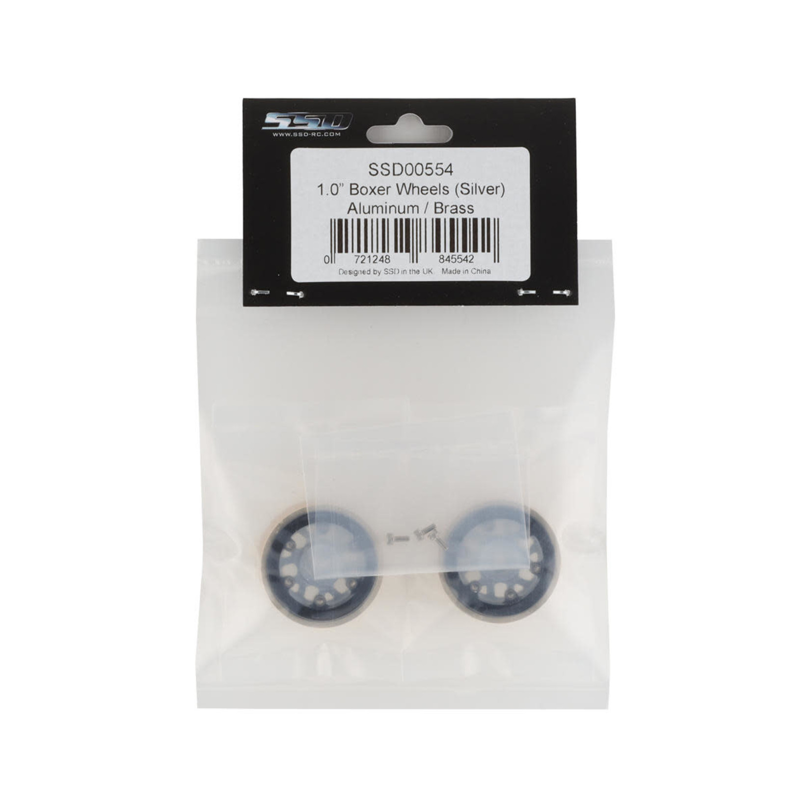 SSD RC #SSD00554 SSD RC 1.0” Boxer Aluminum/Brass Beadlock Wheels (Silver) (2)