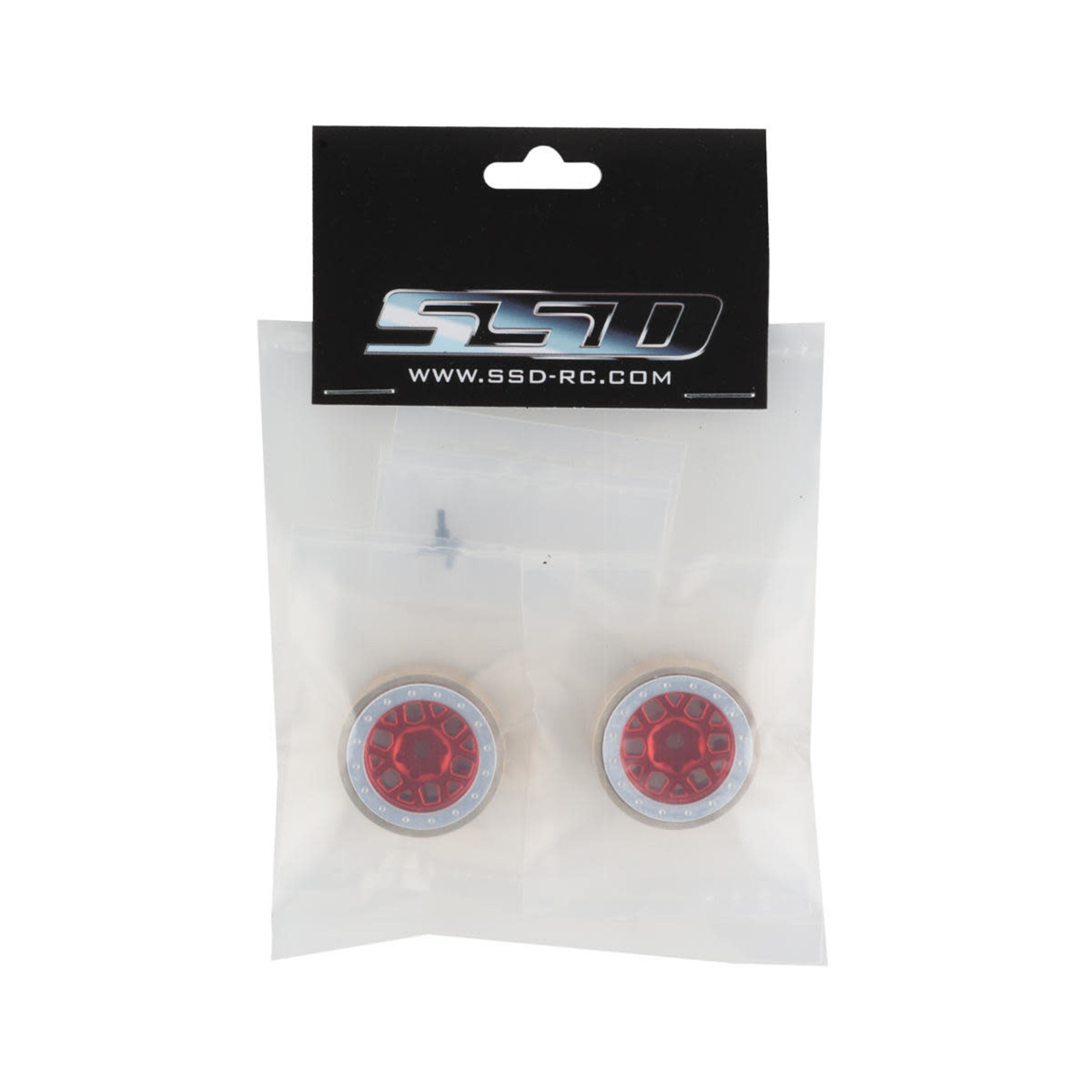 SSD RC #SSD00550 SSD RC 1.0” Boxer Aluminum/Brass Beadlock Wheels (Red) (2)