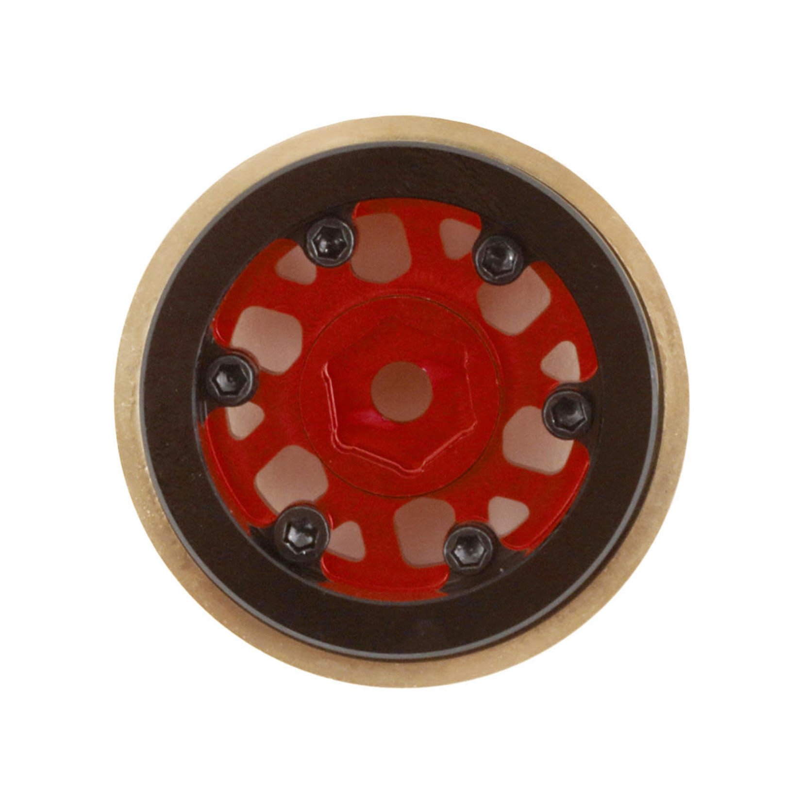 SSD RC #SSD00550 SSD RC 1.0” Boxer Aluminum/Brass Beadlock Wheels (Red) (2)