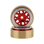 SSD RC #SSD00550 SSD RC 1.0” Boxer Aluminum/Brass Beadlock Wheels (Red) (2)
