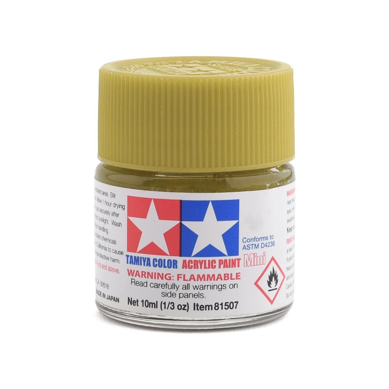 Tamiya #81704 Tamiya XF-4 Flat Yellow Green Acrylic Paint (10ml)