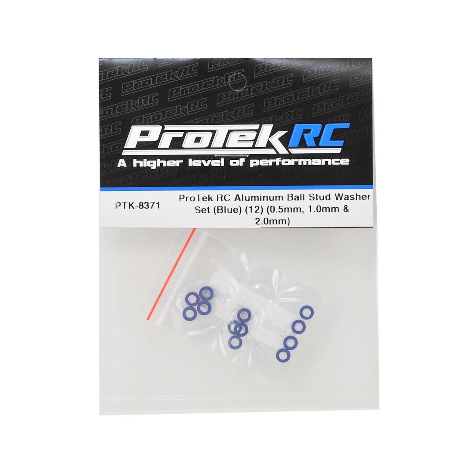 ProTek RC #PTK-8371 ProTek RC Aluminum Ball Stud Washer Set (Blue) (12) (0.5mm, 1.0mm & 2.0mm)