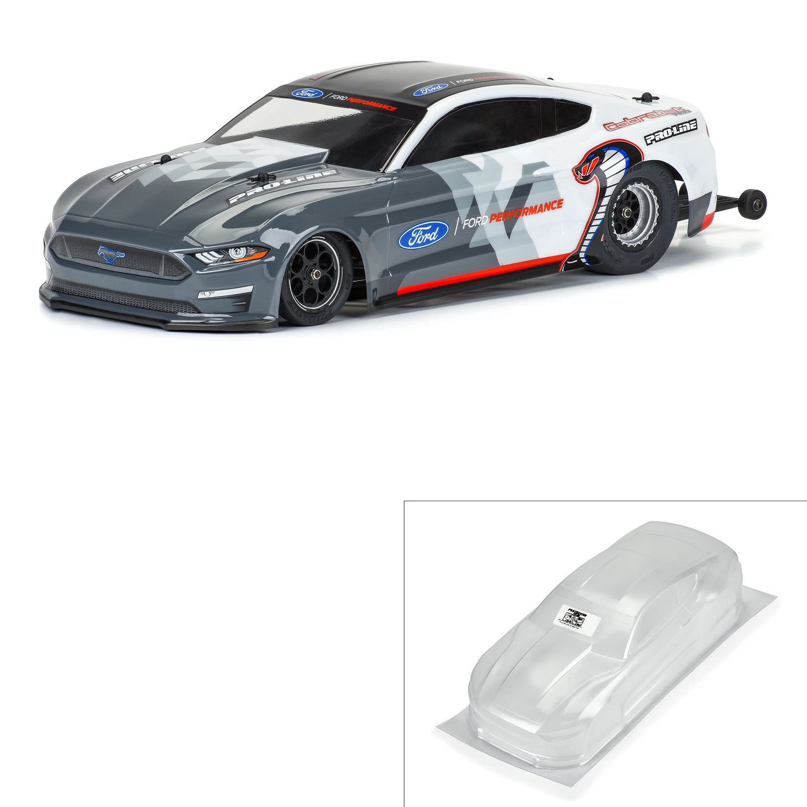 Pro-Line #3605-00  Pro-Line Losi Mini 1/16 Ford Mustang Cobra Jet 1400 No-Prep Drag Body (Clear)