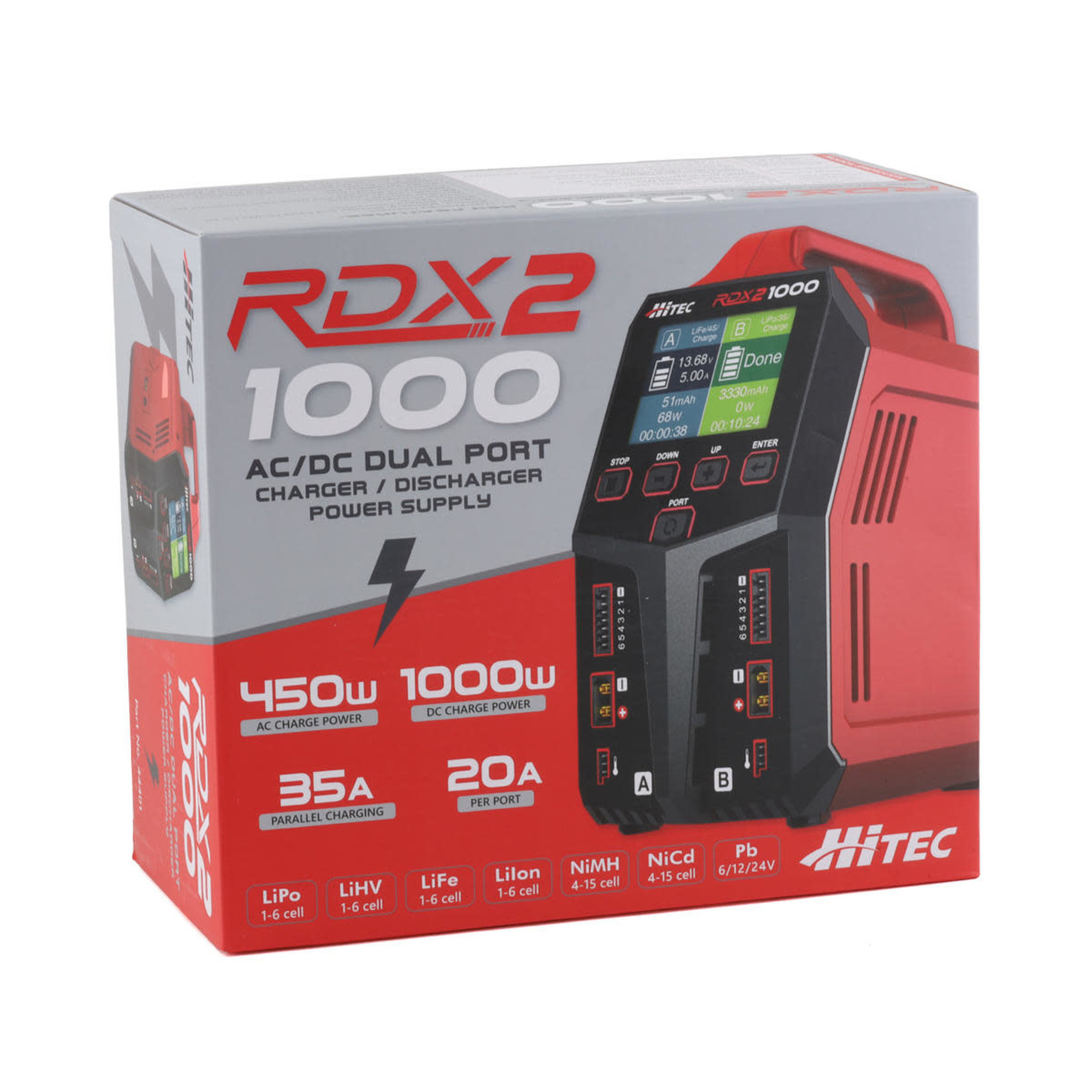 Hitec #44401 Hitec RDX2 1000 AC/DC Dual Charger (6S/20A/AC-450W/DC-1000W)